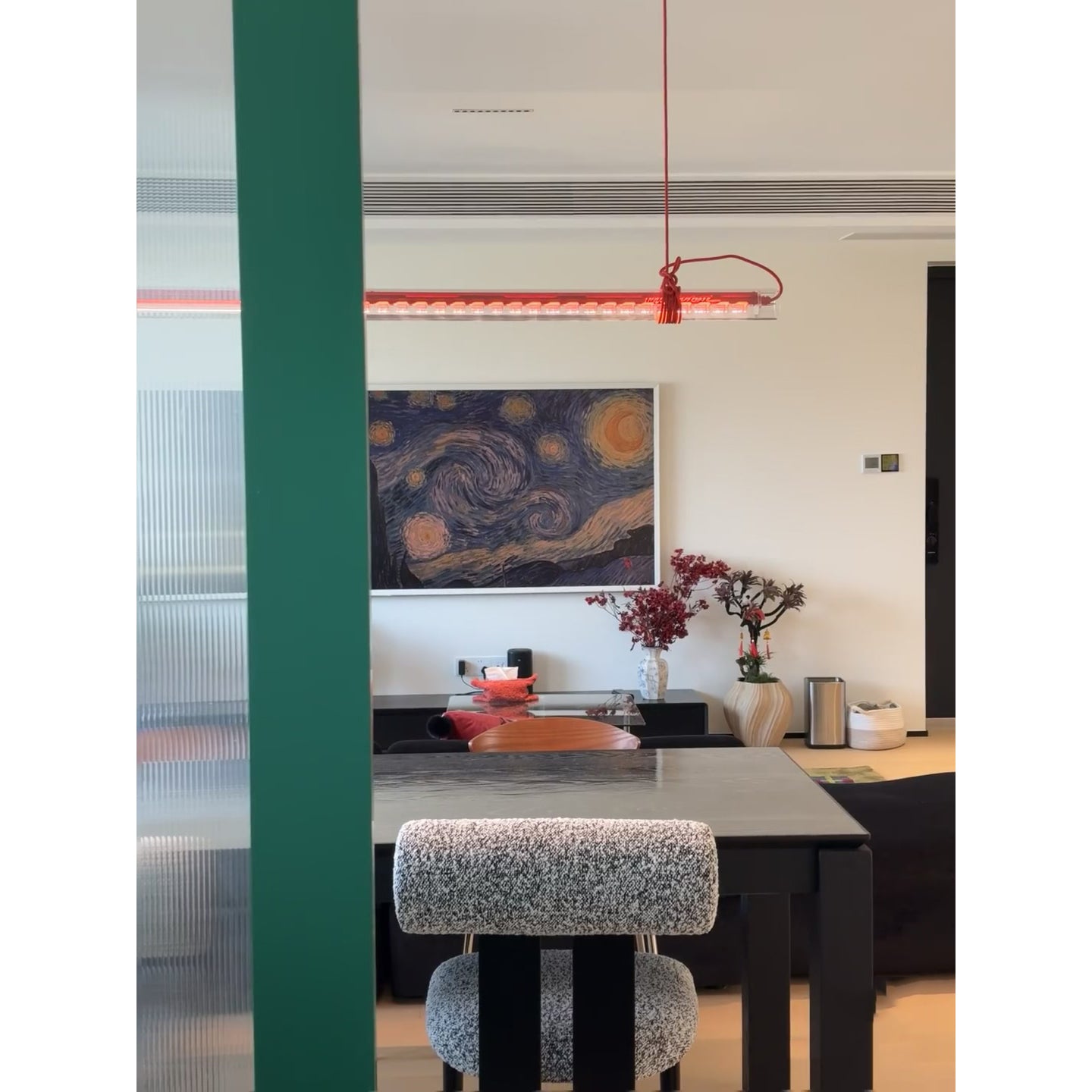 Cata Moderne Minimalisme Linéaire LED  Verre Lumière Suspension