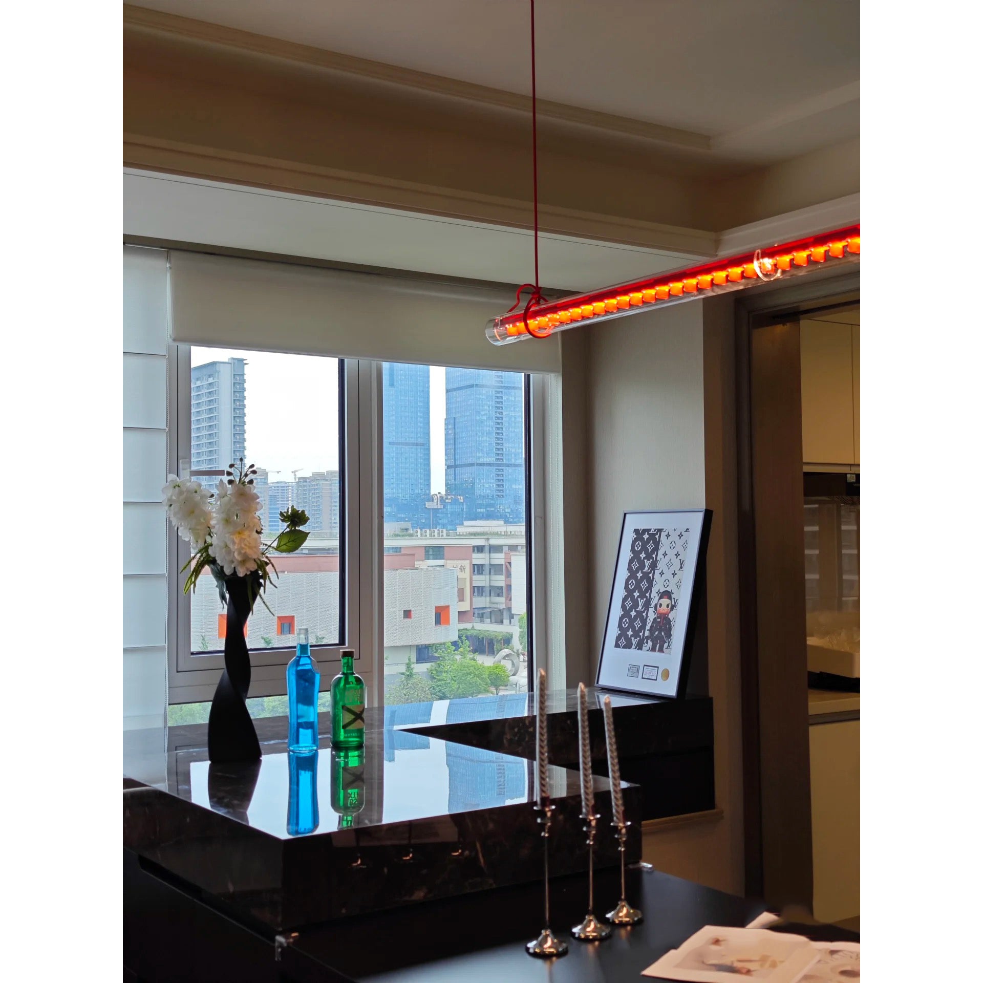 Cata Moderne Minimalisme Linéaire LED  Verre Lumière Suspension