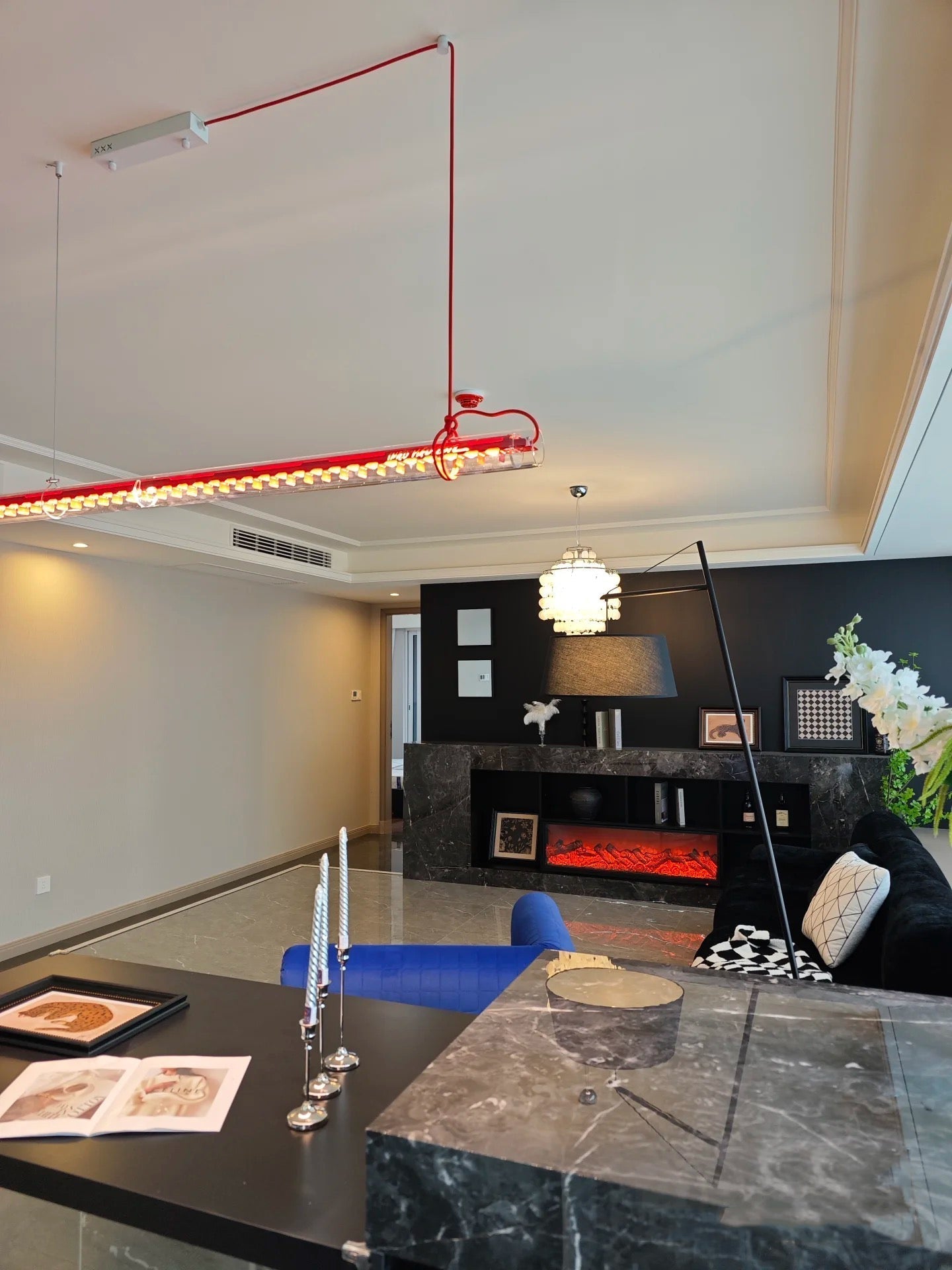 Cata Moderne Minimalisme Linéaire LED  Verre Lumière Suspension