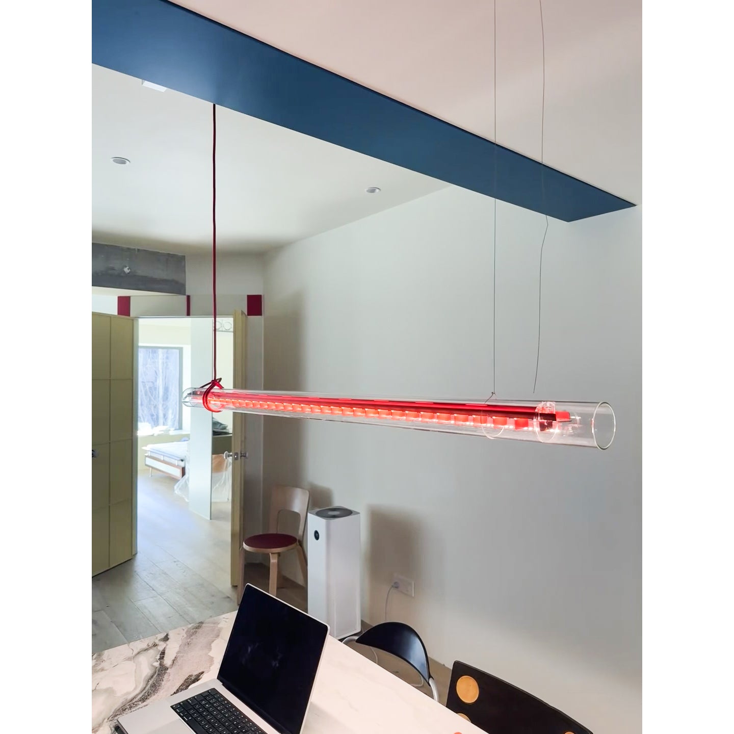 Cata Moderne Minimalisme Linéaire LED  Verre Lumière Suspension