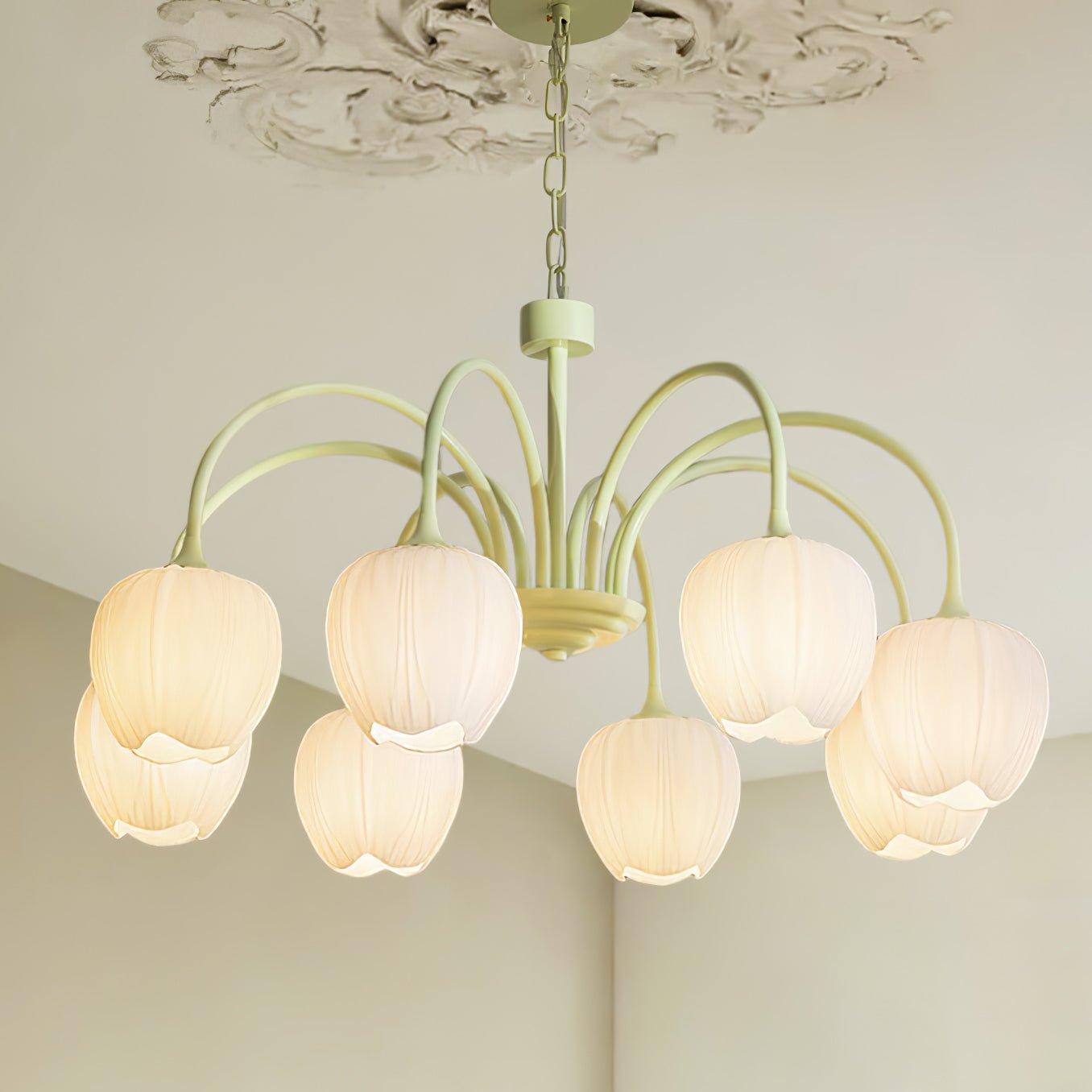 Lustra Lustre Tulipe en Verre Matcha