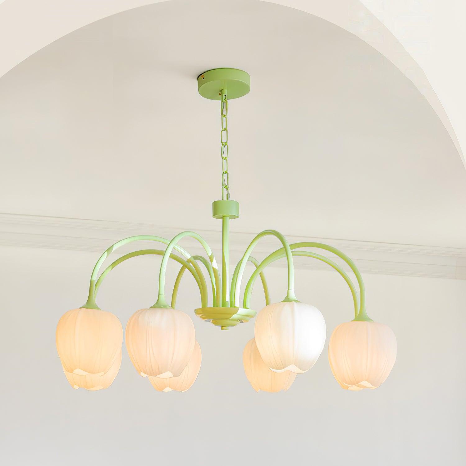 Lustra Lustre Tulipe en Verre Matcha