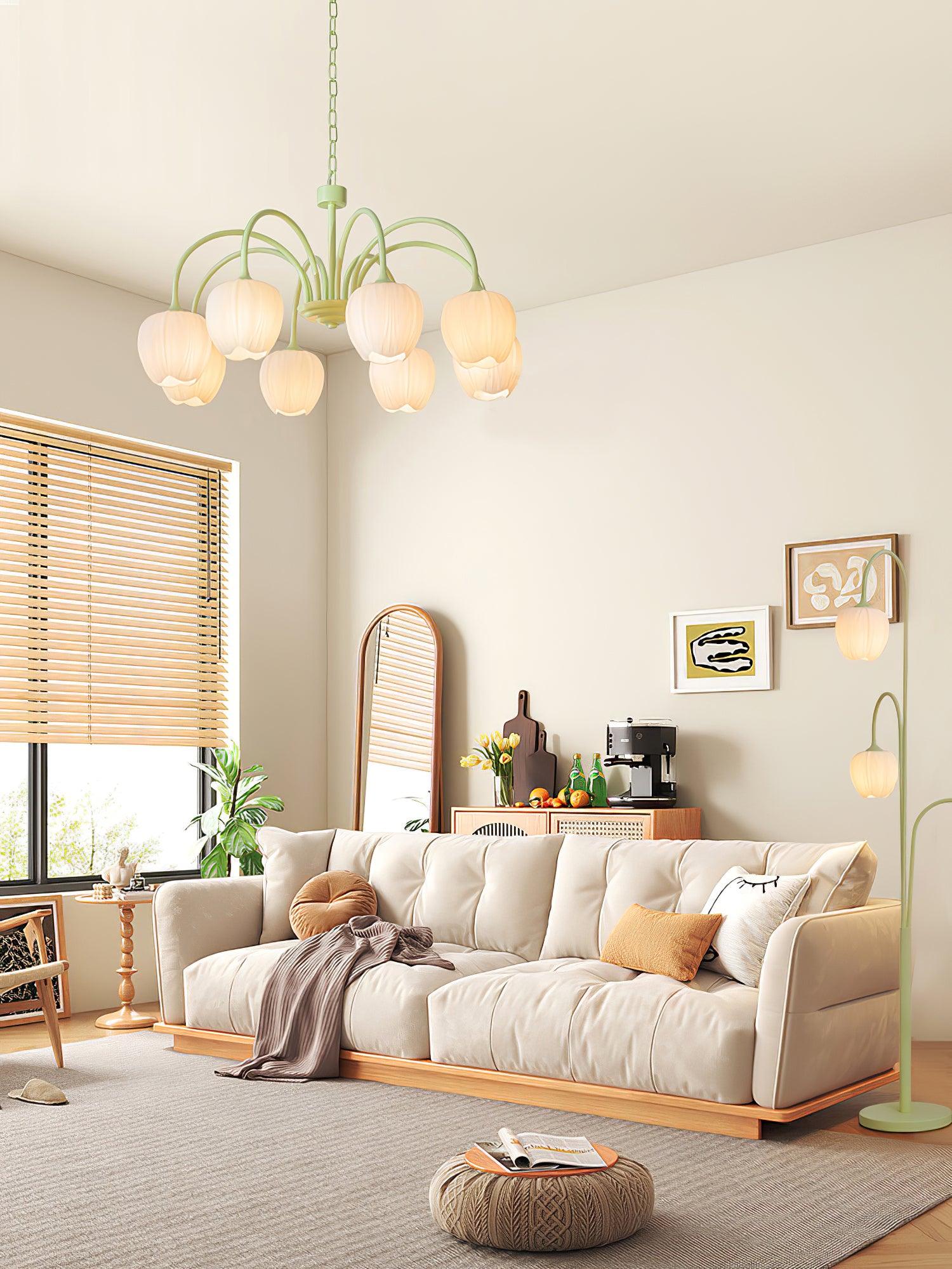 Lustra Lustre Tulipe en Verre Matcha