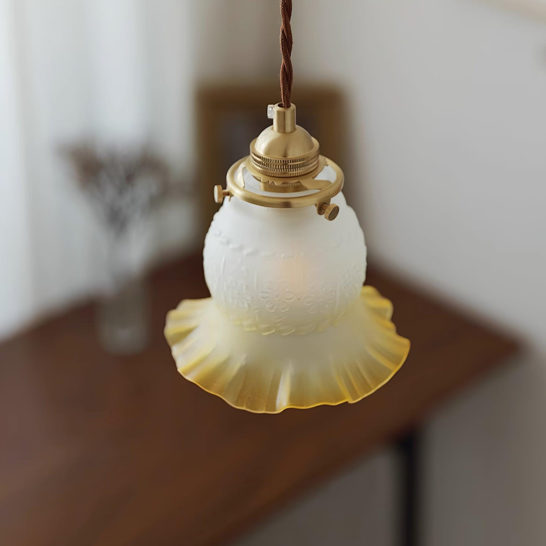 Tulips Lampe à Suspension en Verre Ambré Organique