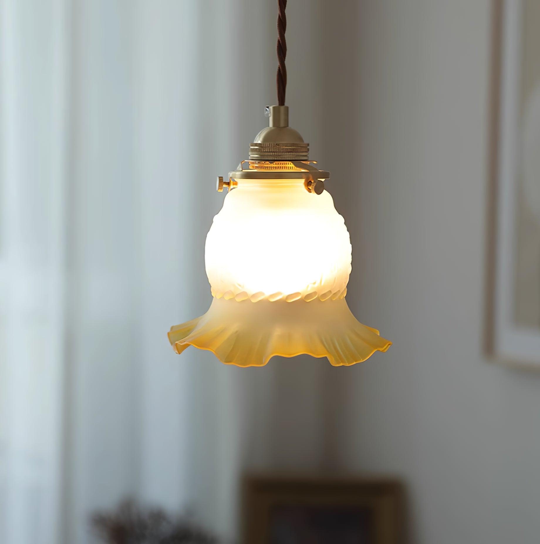 Tulips Lampe à Suspension en Verre Ambré Organique