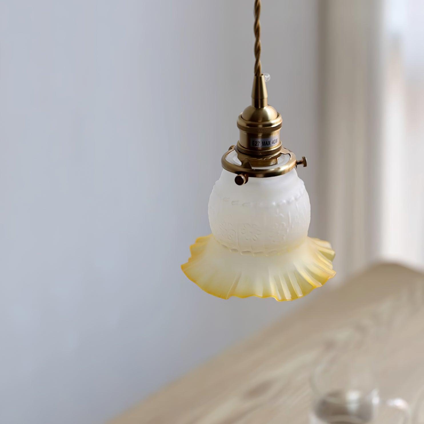 Tulips Lampe à Suspension en Verre Ambré Organique