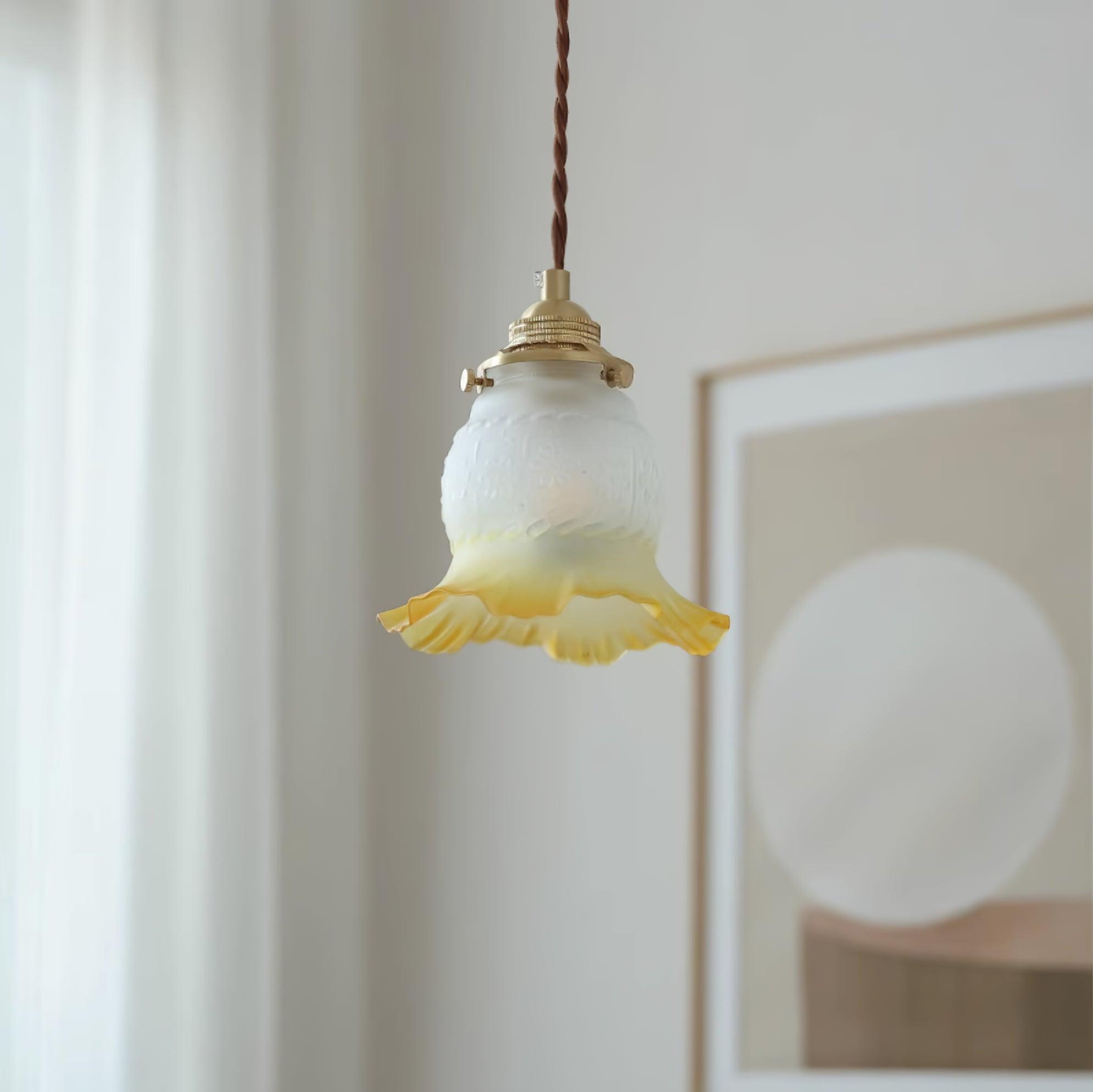 Tulips Lampe à Suspension en Verre Ambré Organique
