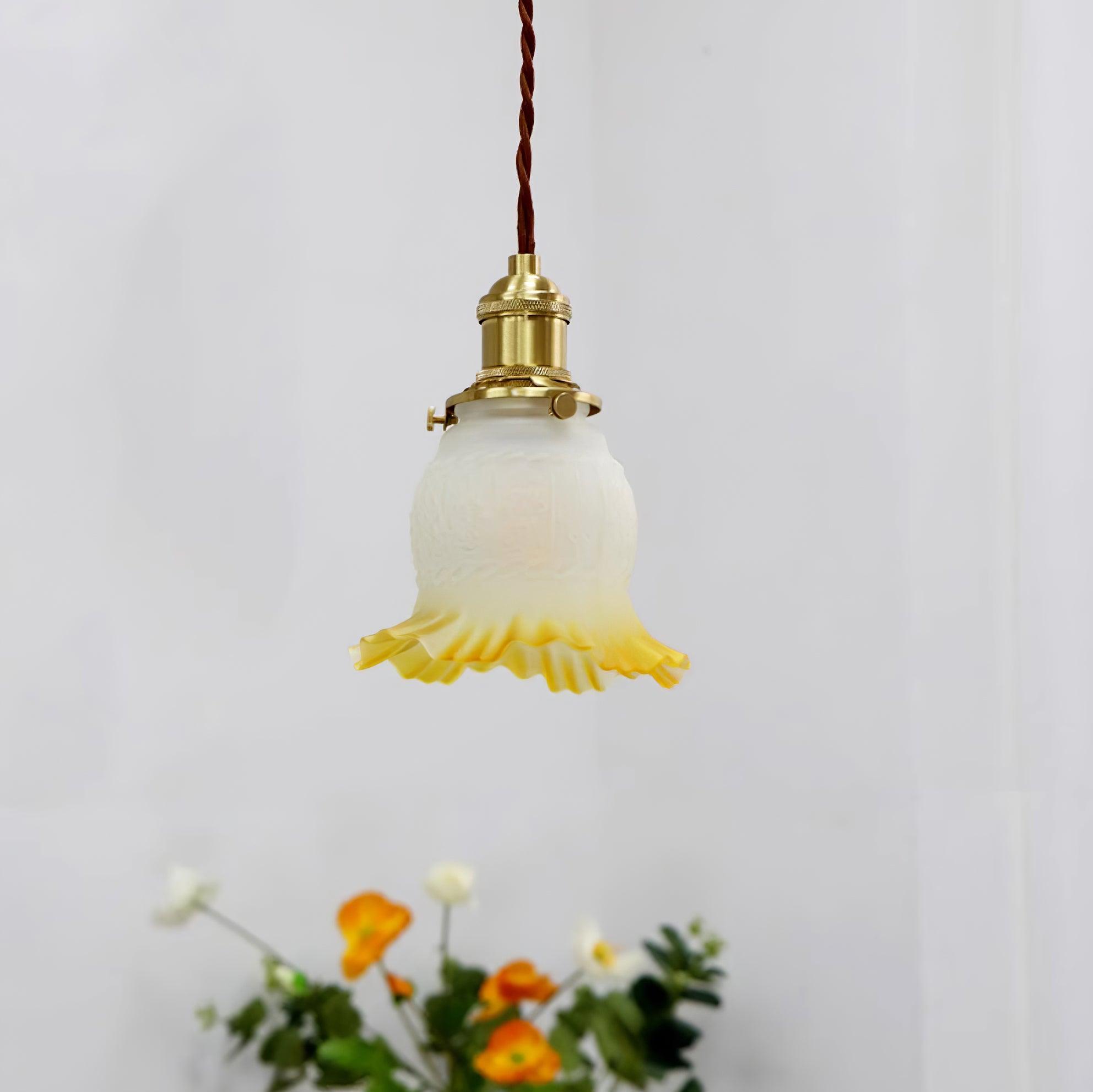 Tulips Lampe à Suspension en Verre Ambré Organique