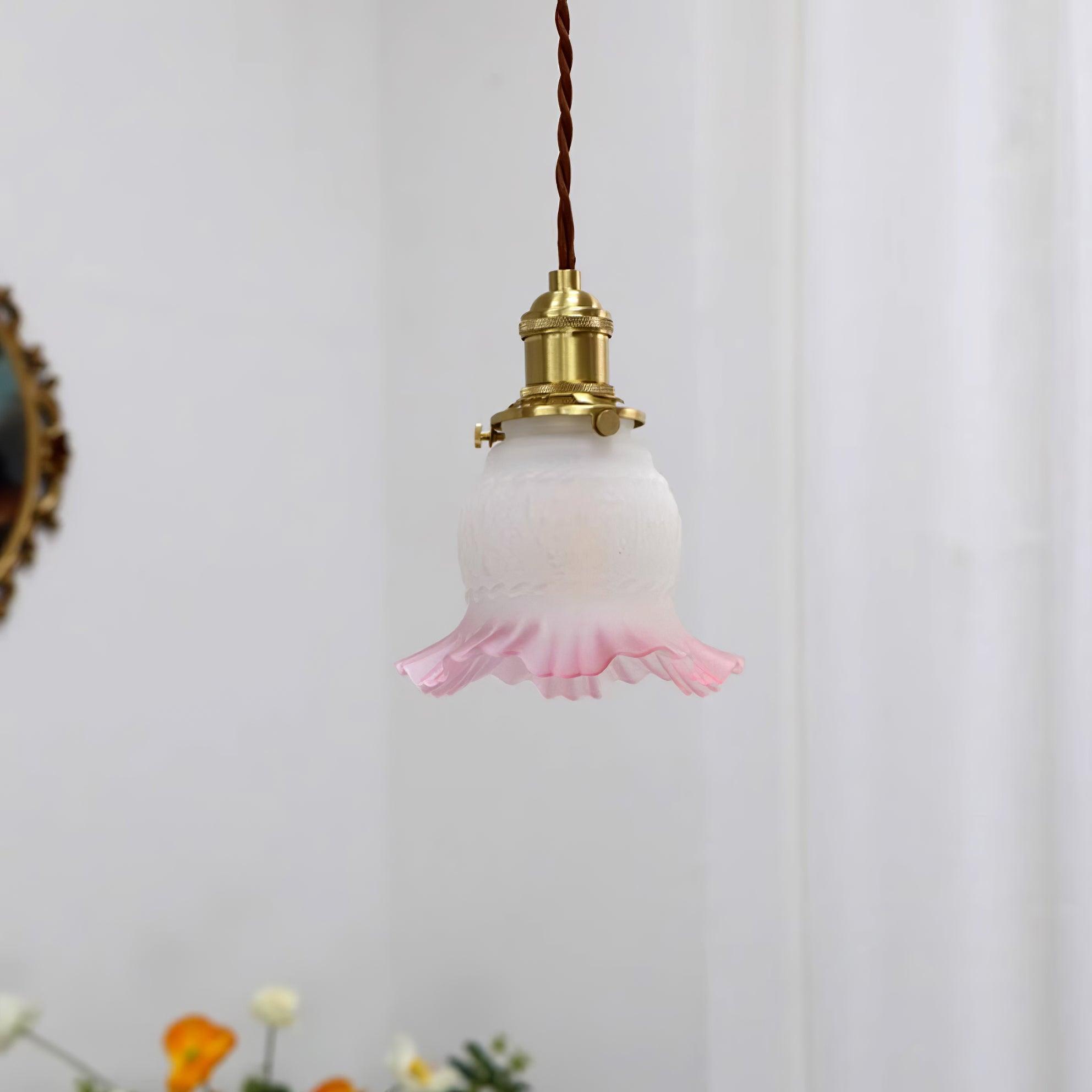 Tulips Lampe à Suspension en Verre Ambré Organique