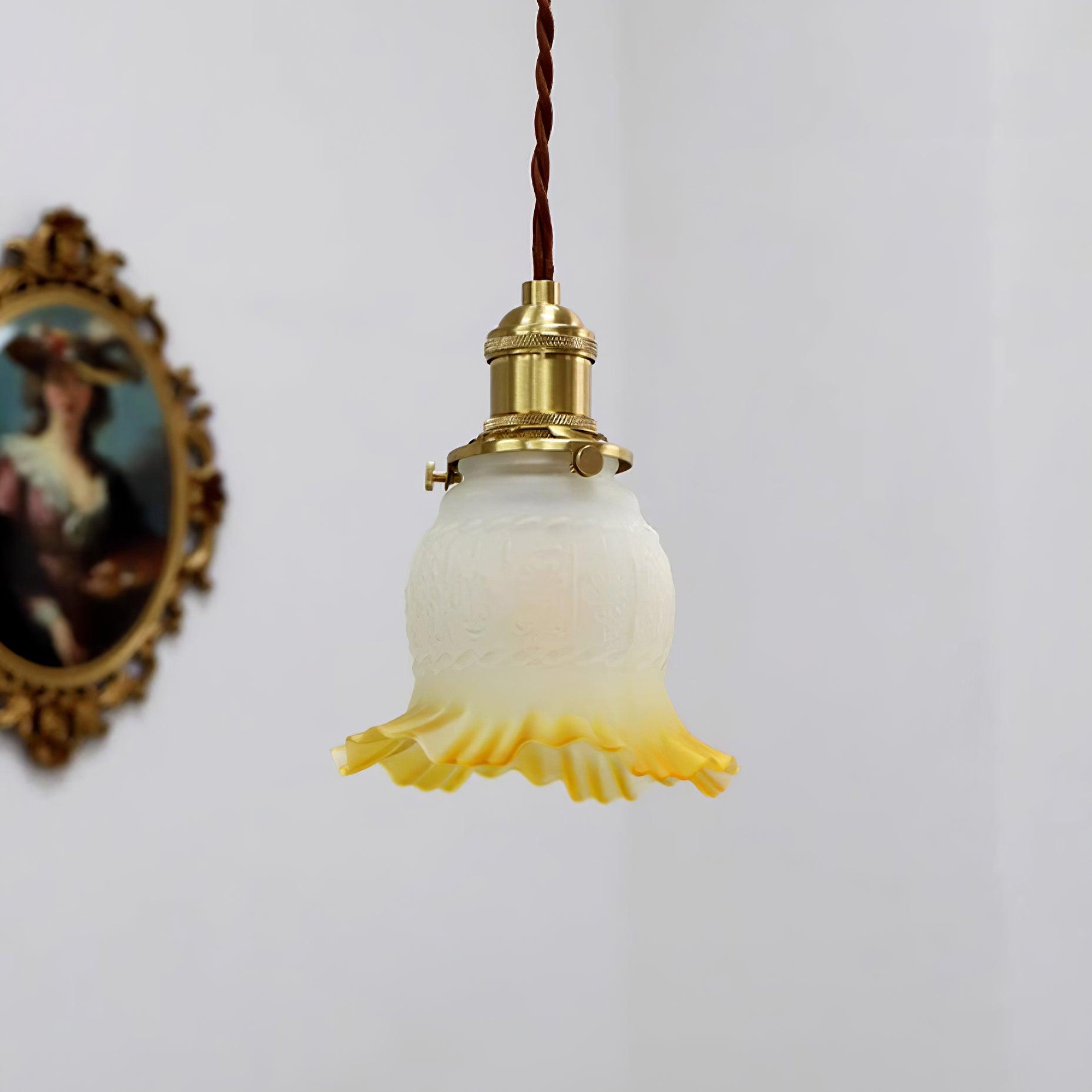 Tulips Lampe à Suspension en Verre Ambré Organique