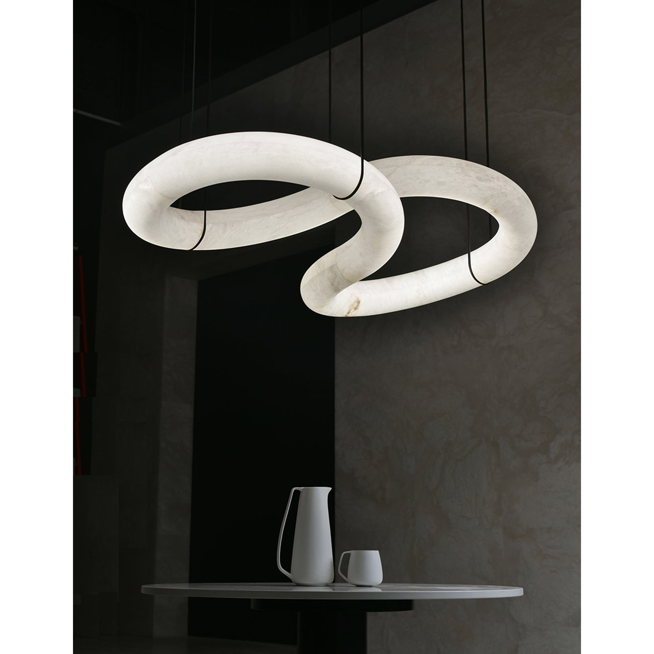 Syrinan Lustre Anneau Luxe Cuir Albâtre Minimaliste Moderne