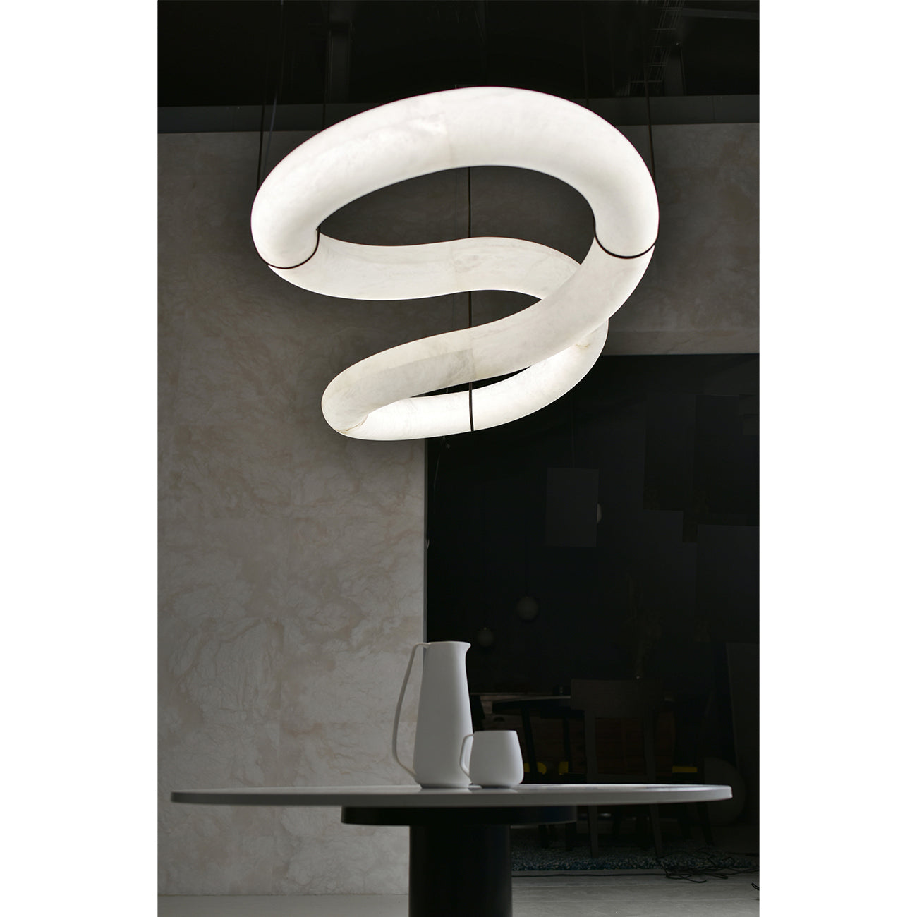 Syrinan Lustre Anneau Luxe Cuir Albâtre Minimaliste Moderne