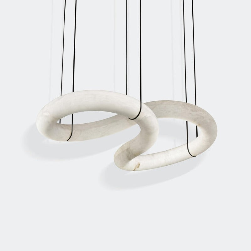 Syrinan Lustre Anneau Luxe Cuir Albâtre Minimaliste Moderne