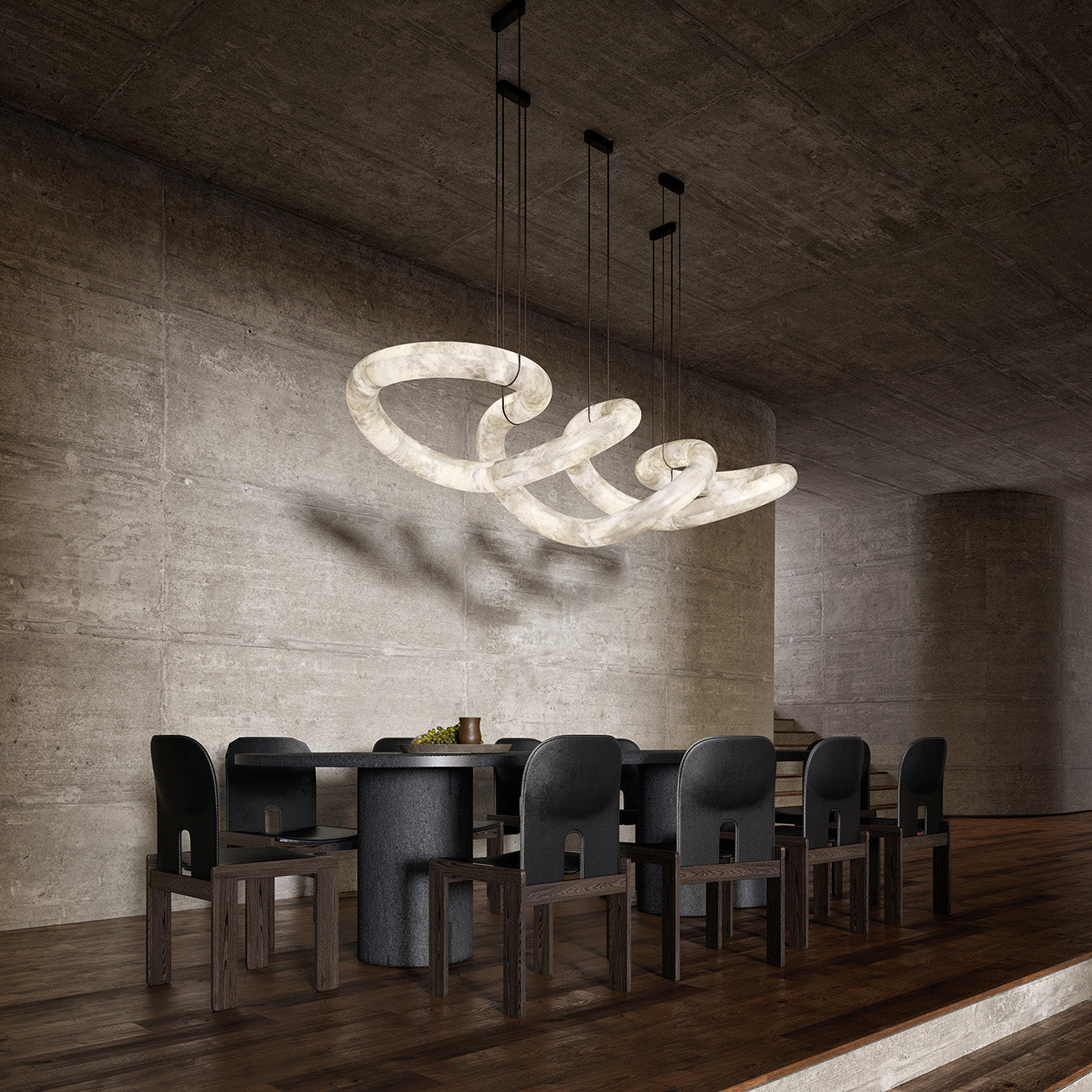 Syrinan Lustre Anneau Luxe Cuir Albâtre Minimaliste Moderne