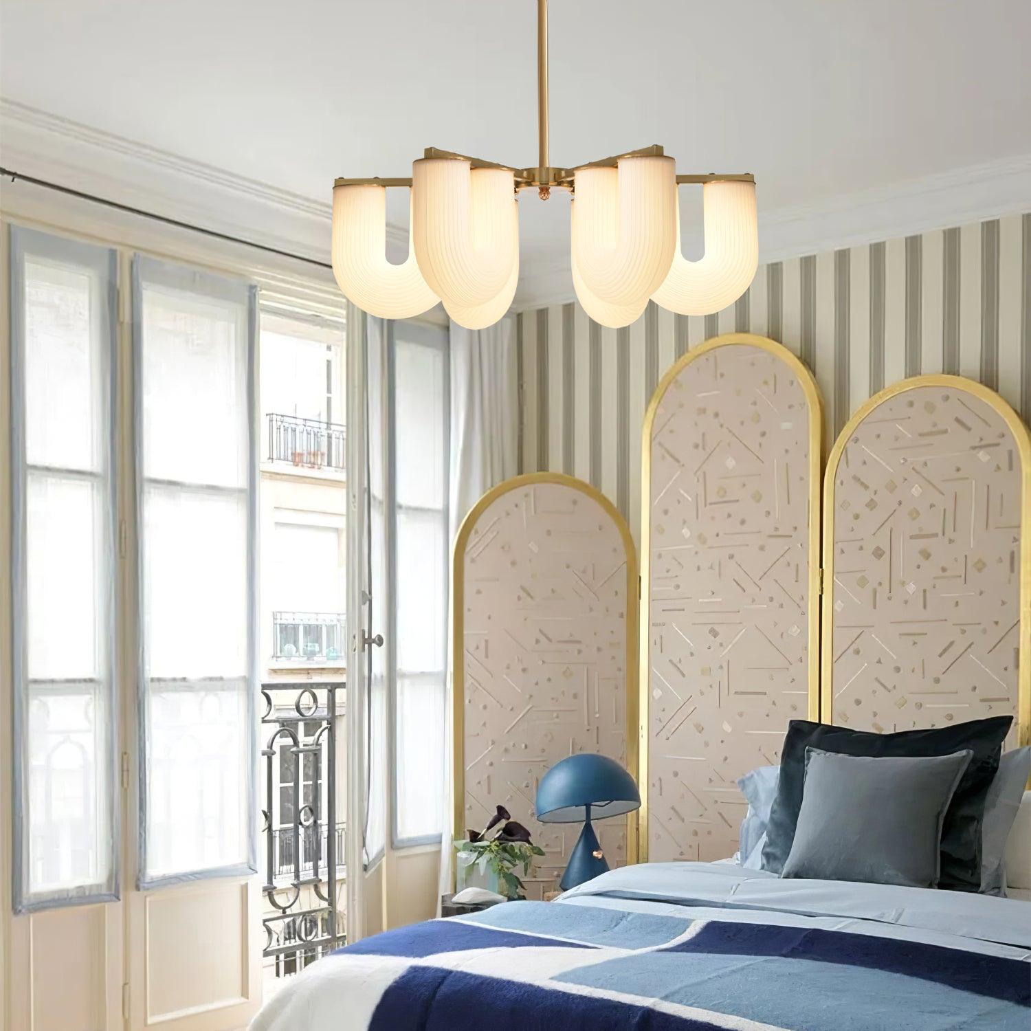 Agatha Lustre en Forme de U Verre Dépoli Tubes en U Laiton Moderne