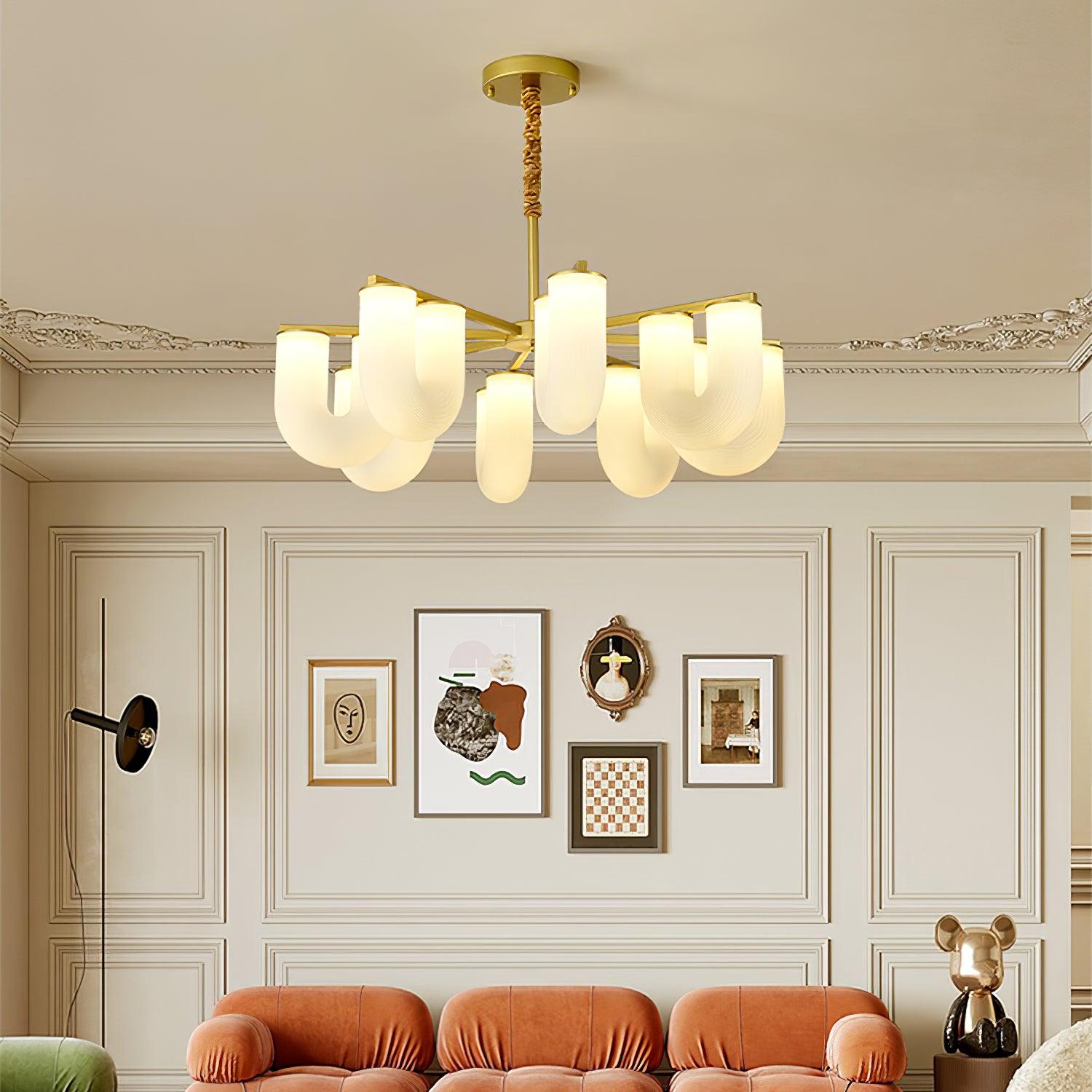 Agatha Lustre en Forme de U Verre Dépoli Tubes en U Laiton Moderne