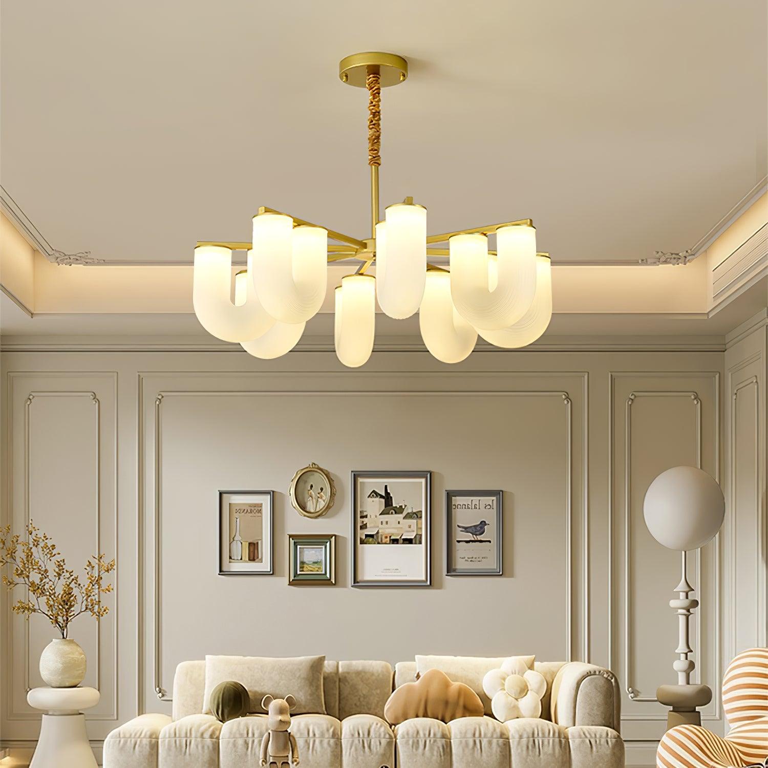 Agatha Lustre U Forme Verre Laiton Moderne