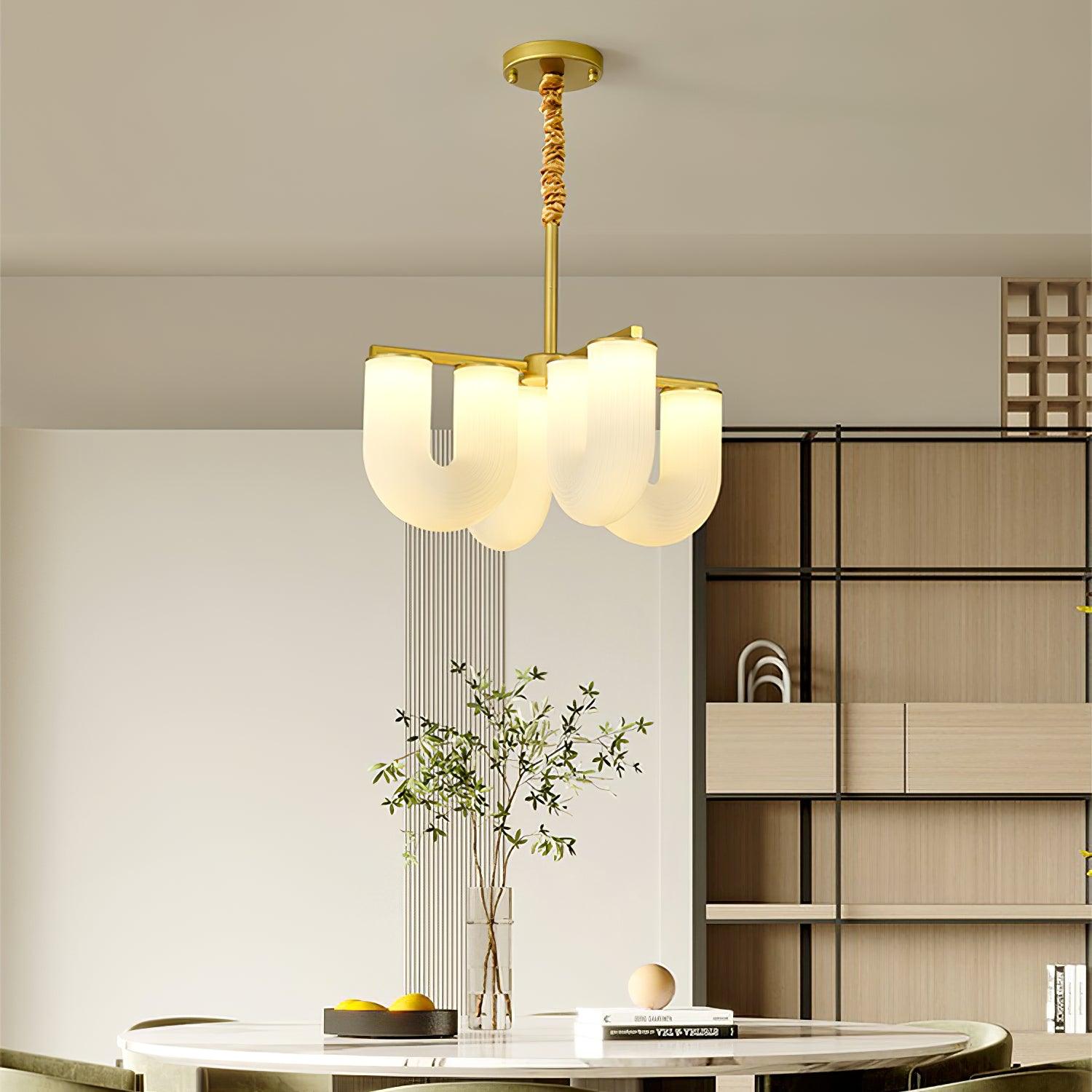 Agatha Lustre U Forme Verre Laiton Moderne