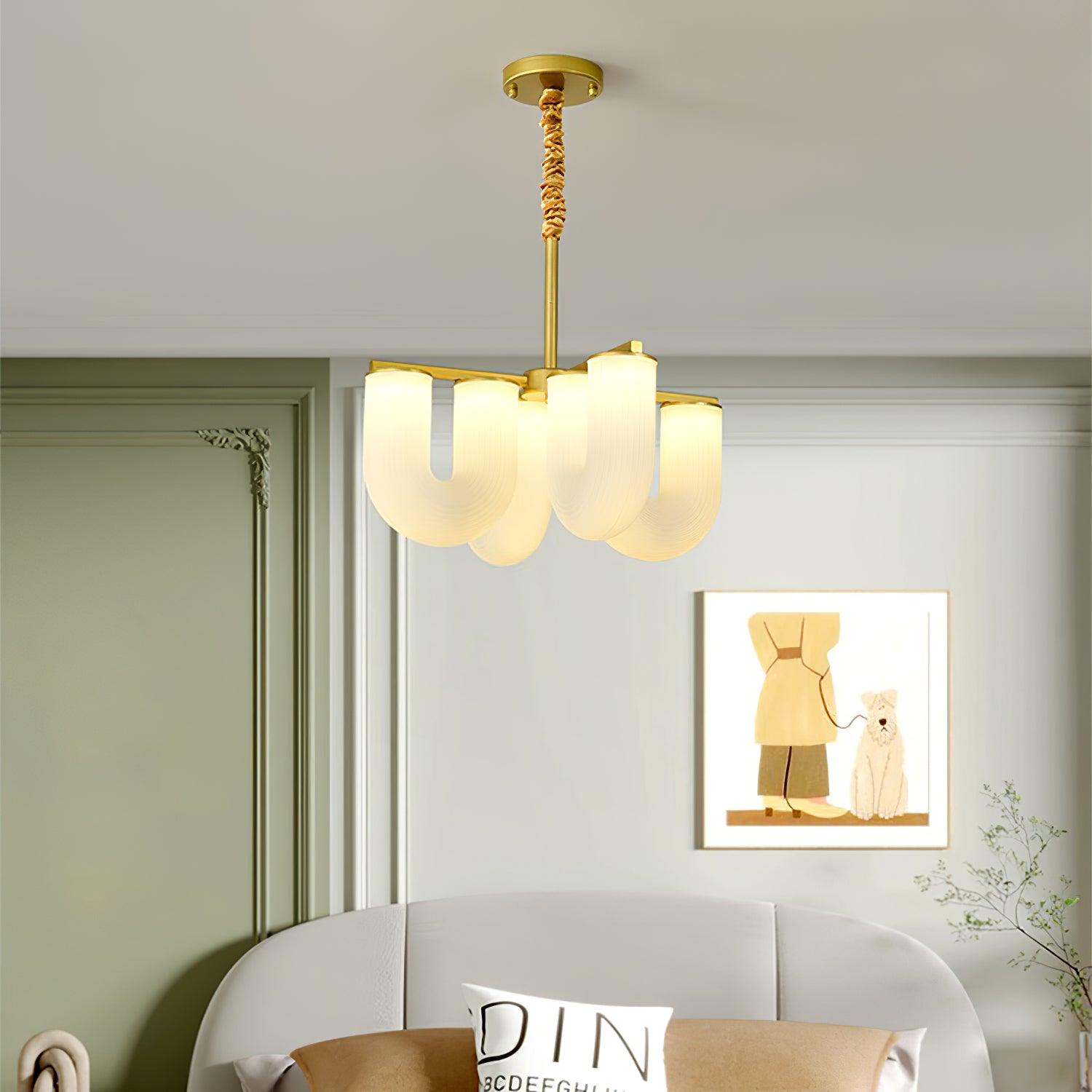 Agatha Lustre en Forme de U Verre Dépoli Tubes en U Laiton Moderne