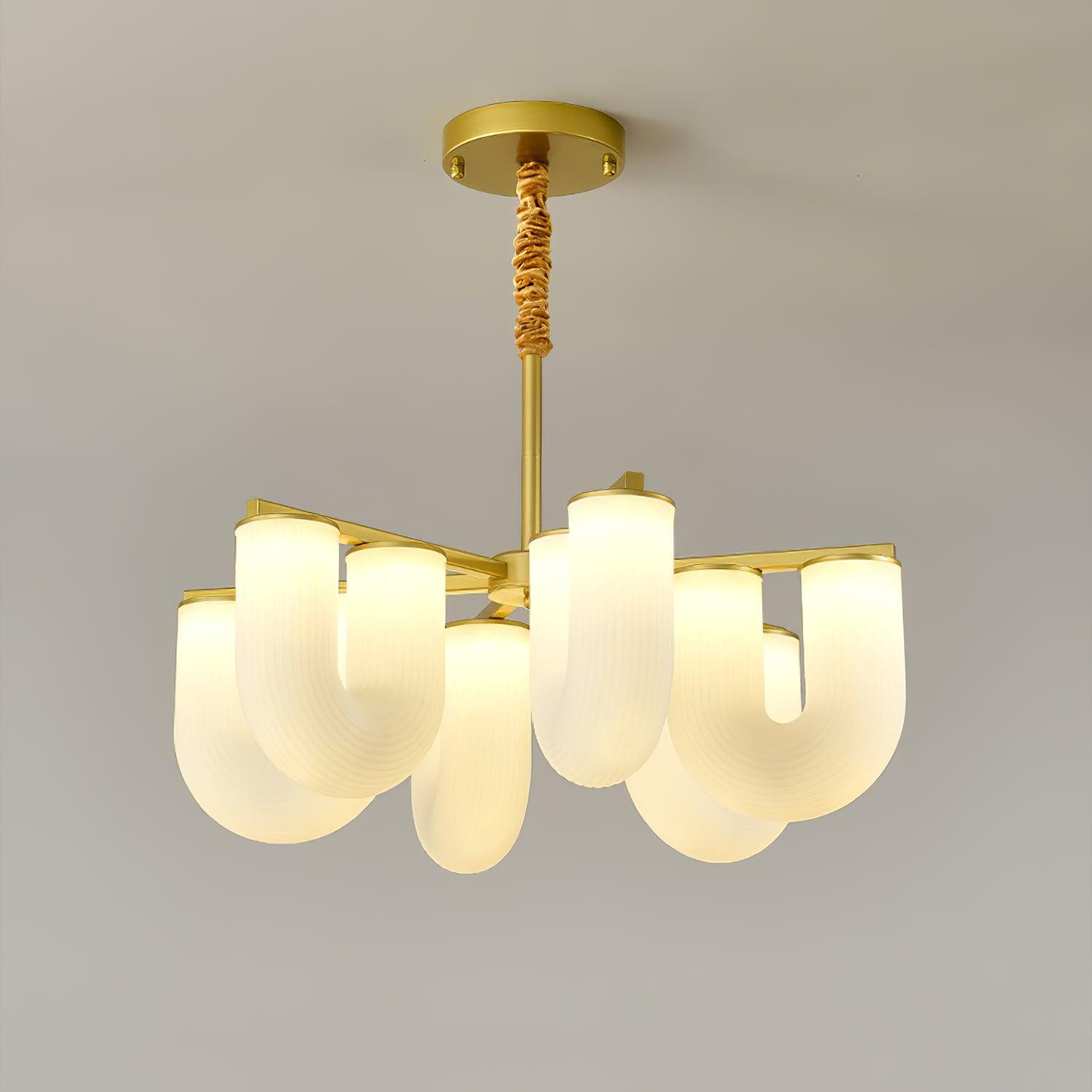 Agatha Lustre en Forme de U Verre Dépoli Tubes en U Laiton Moderne