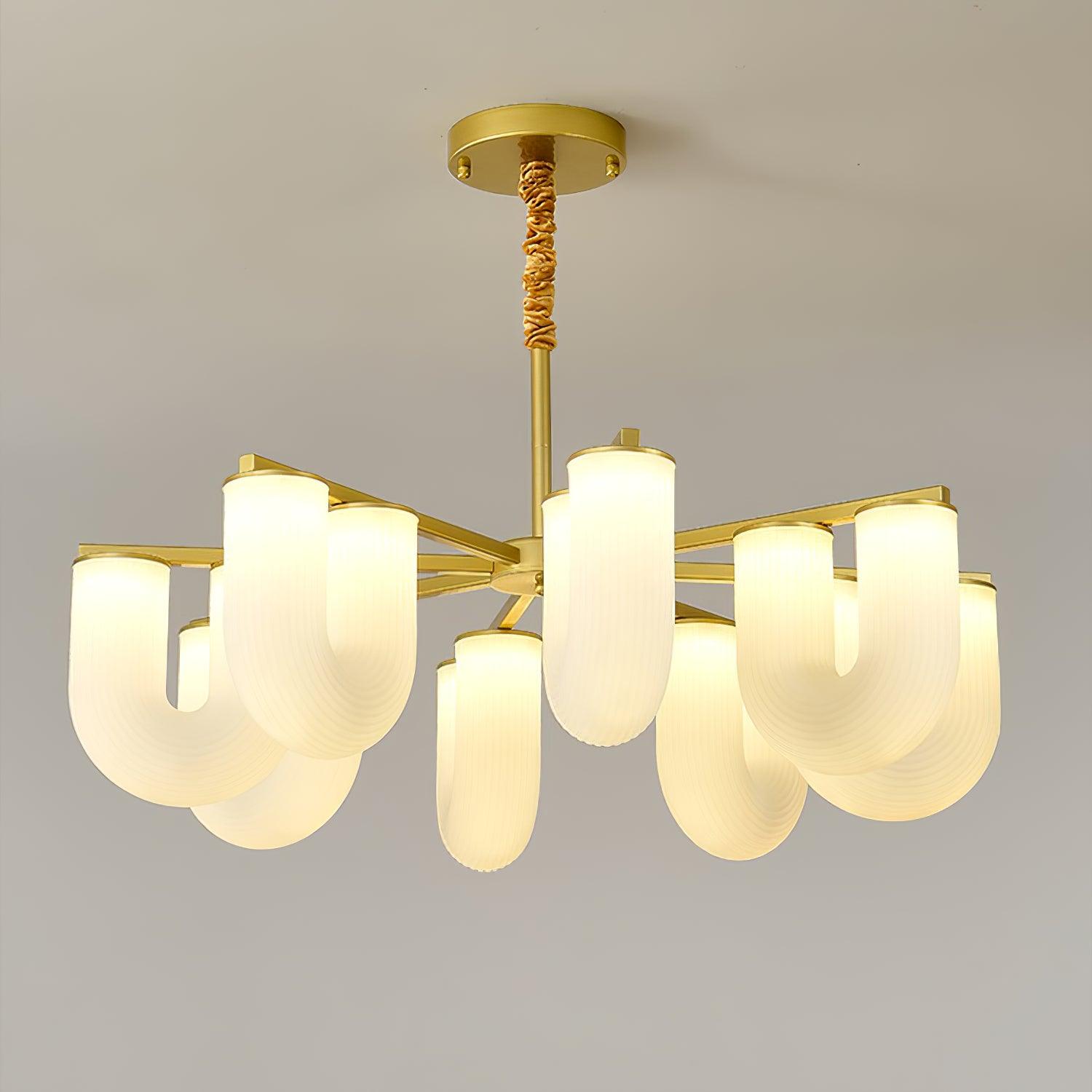 Agatha Lustre en Forme de U Verre Dépoli Tubes en U Laiton Moderne