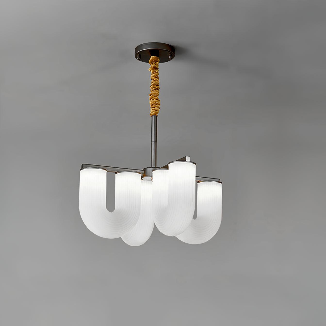 Agatha Lustre en Forme de U Verre Dépoli Tubes en U Laiton Moderne