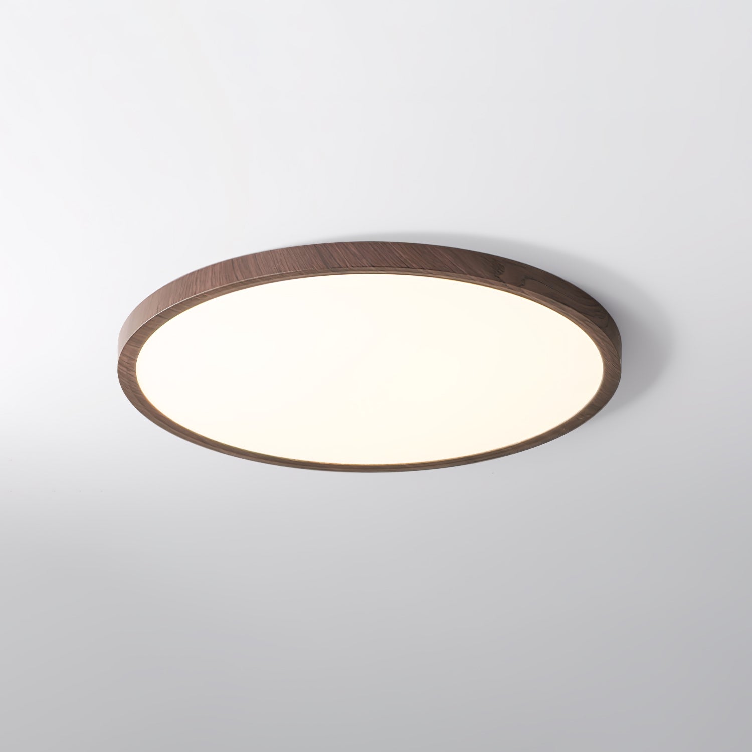 Solara Plafonnier Rond Fin en Noyer Minimaliste