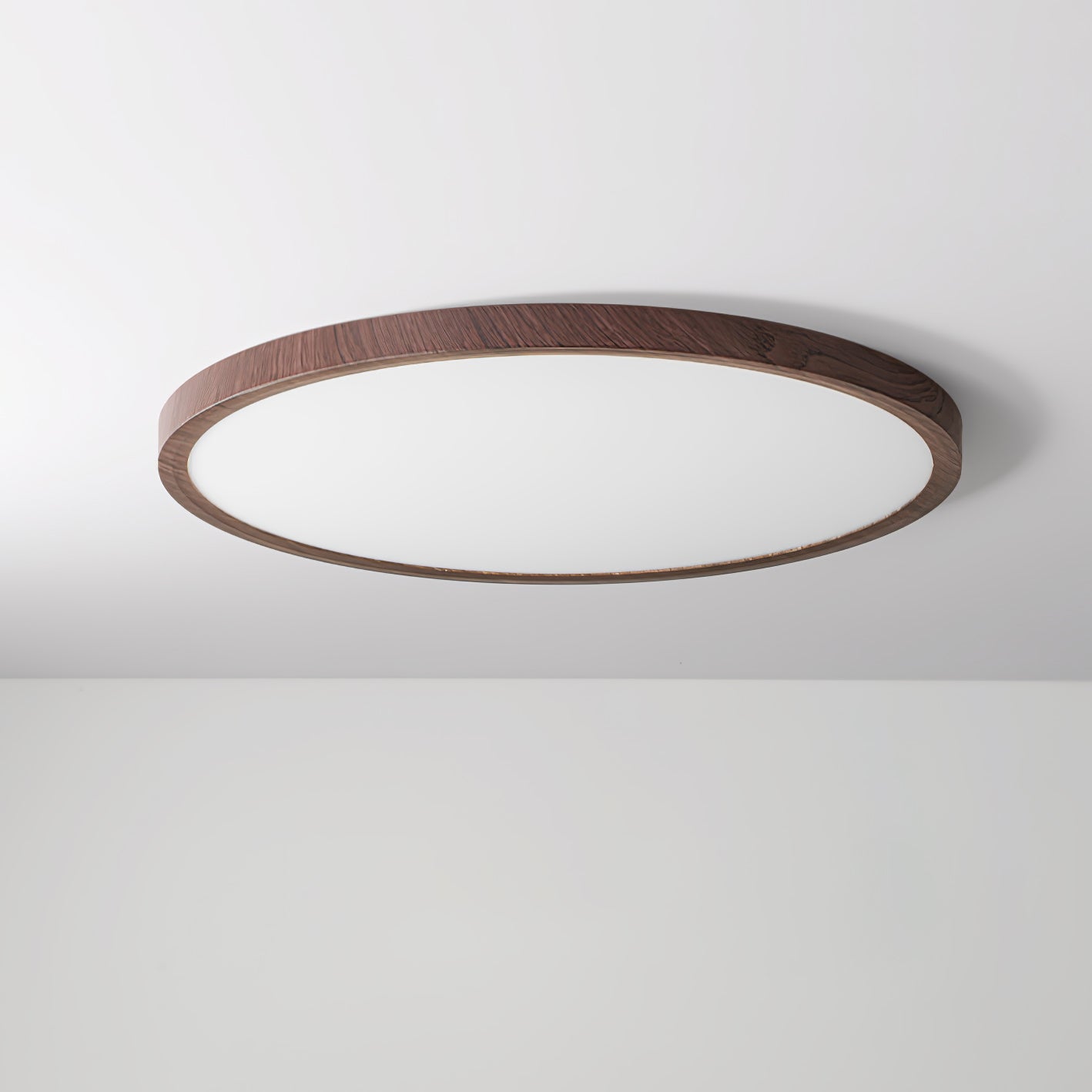Solara Plafonnier Rond Fin en Noyer Minimaliste
