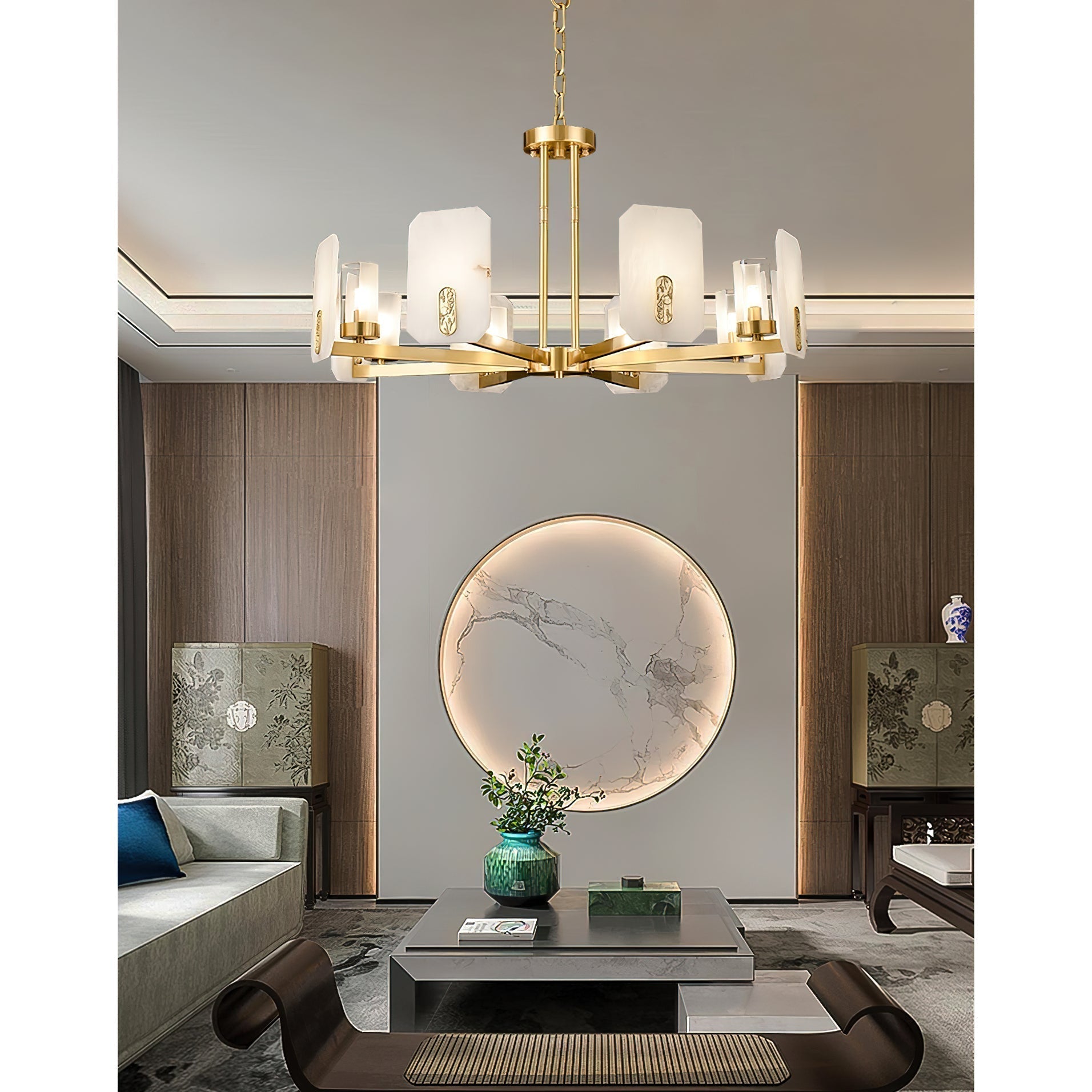 Aursorion Lustre Laiton Albâtre Luxe Postmoderne