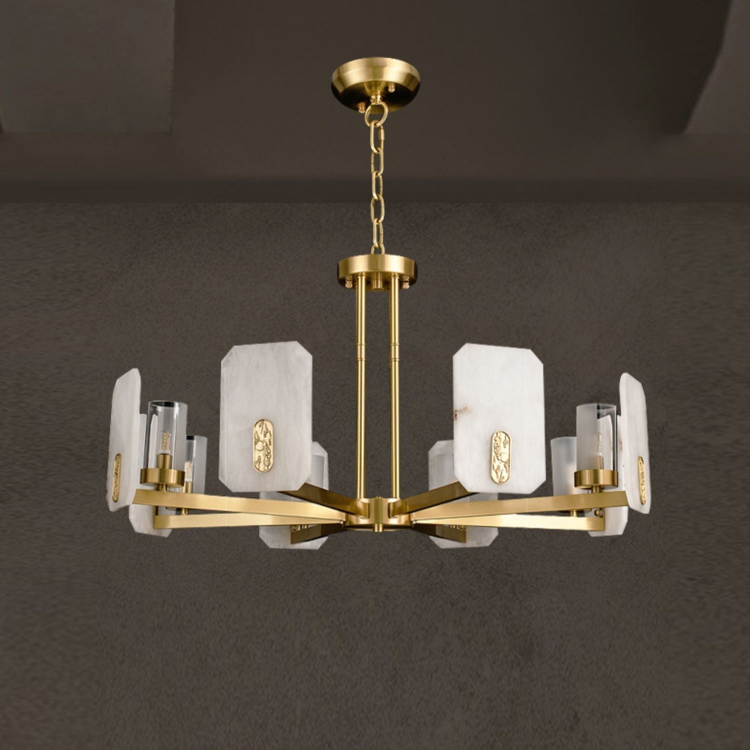 Aursorion Lustre Laiton Albâtre Luxe Postmoderne