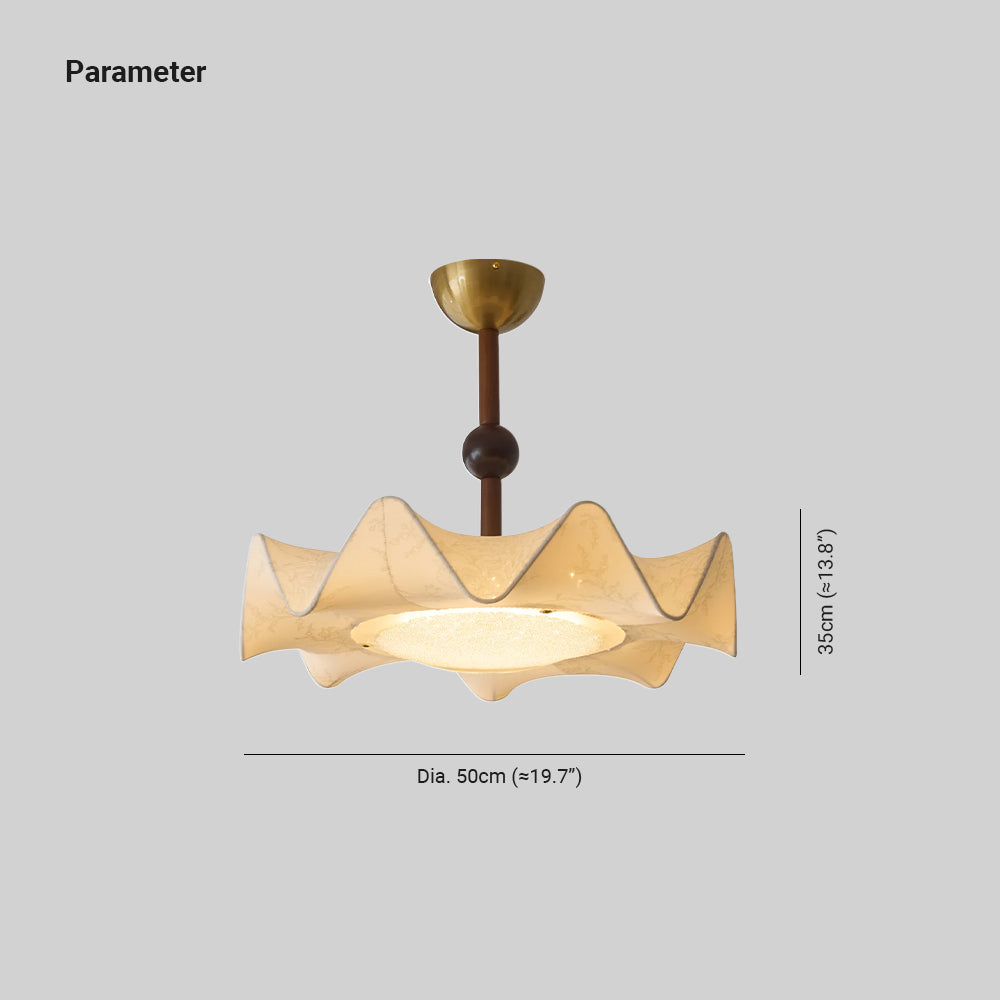 Cyrie Plafonnier en Tissu Gravé à Motif Floral et Bois