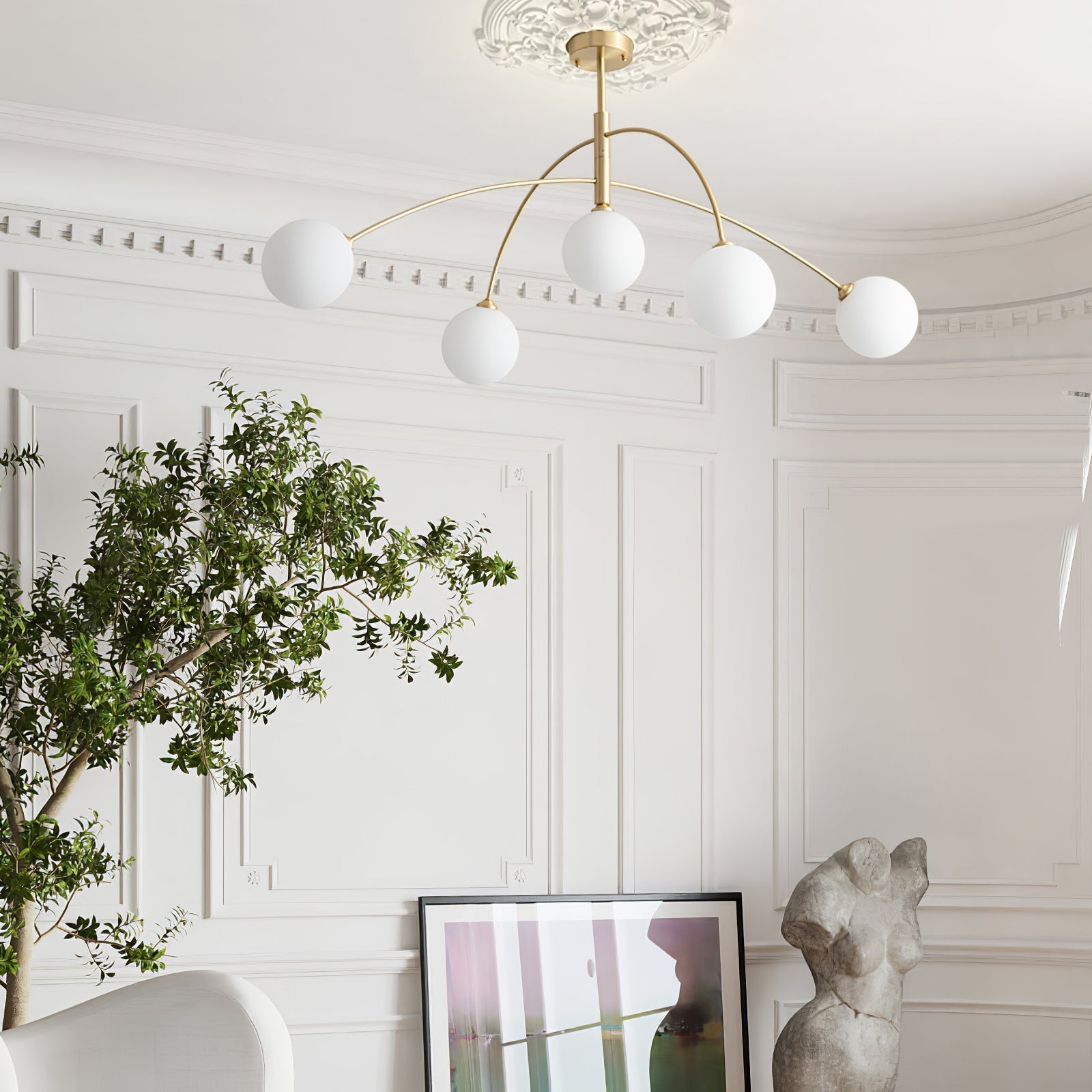 Lustra Lustre Valentina Arc Laiton Élégant