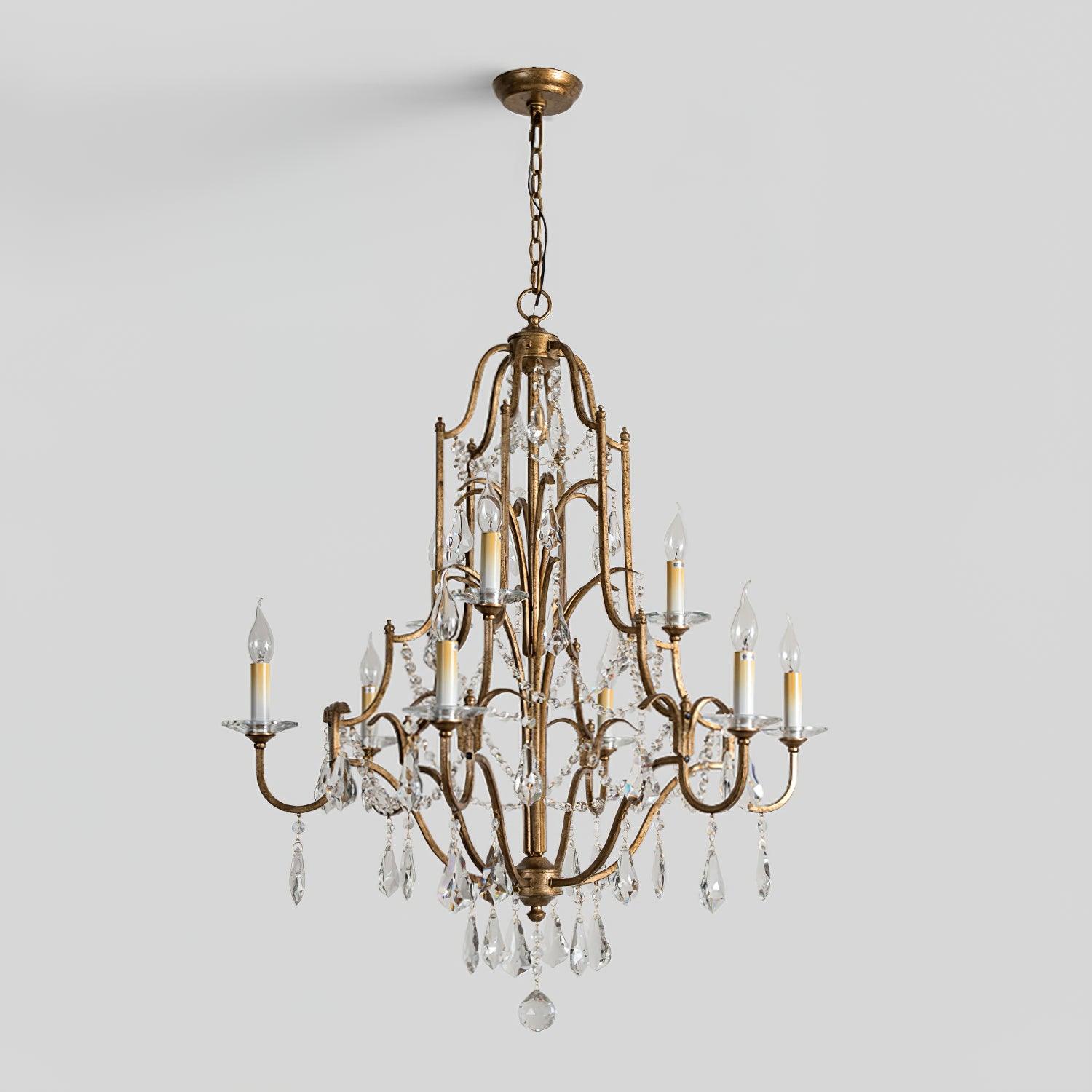 Lustra Lustre en Fer Cristal Candelabre Vintage