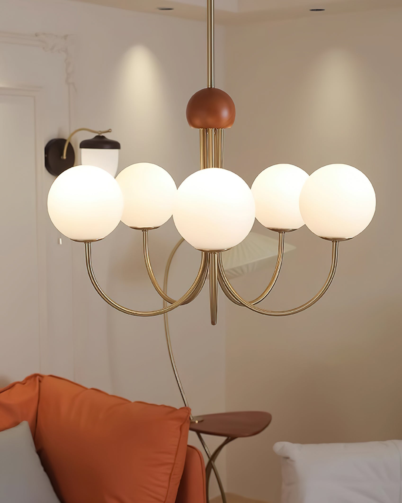 Candil Lustre moderne en laiton et verre globe