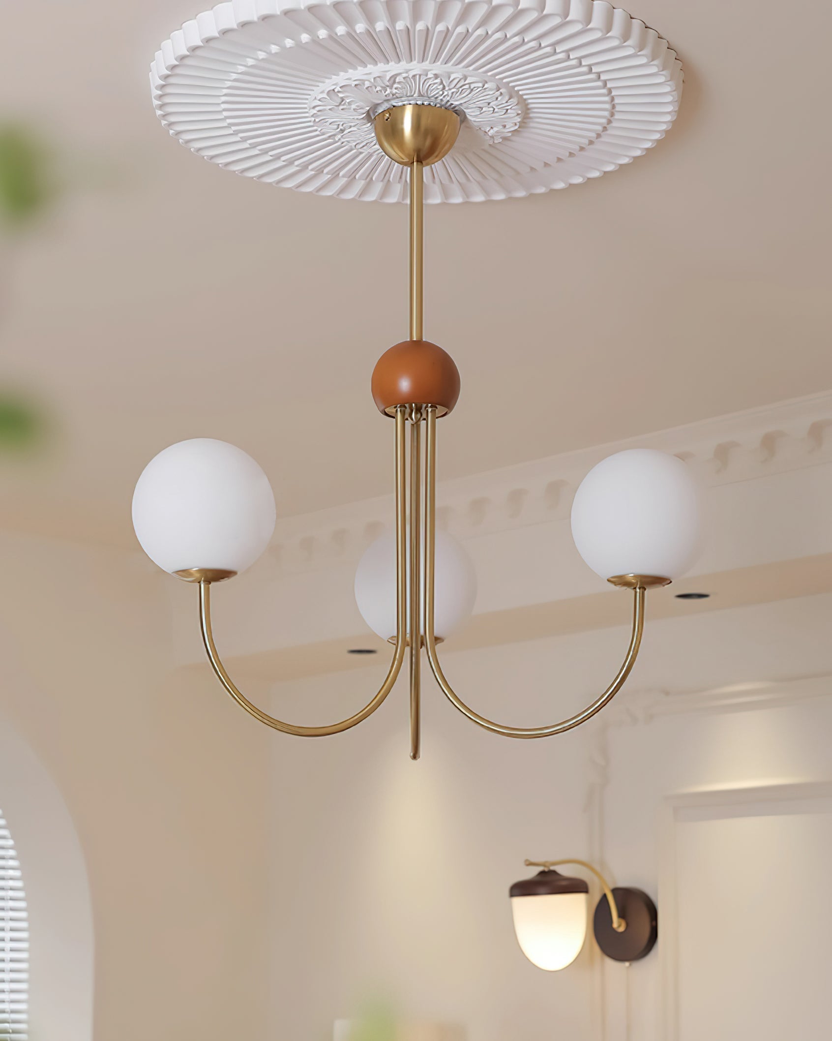 Candil Lustre moderne en laiton et verre globe
