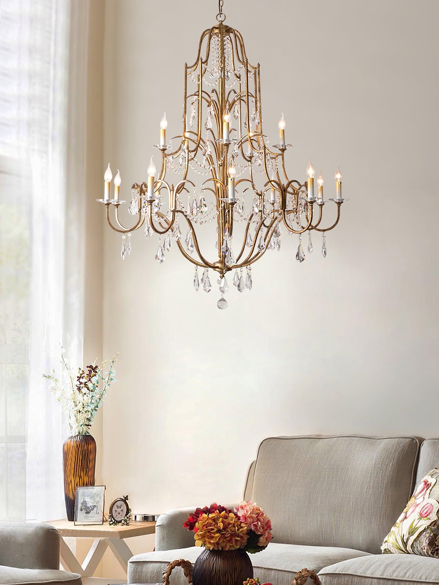 Lustra Lustre en Fer Cristal Candelabre Vintage