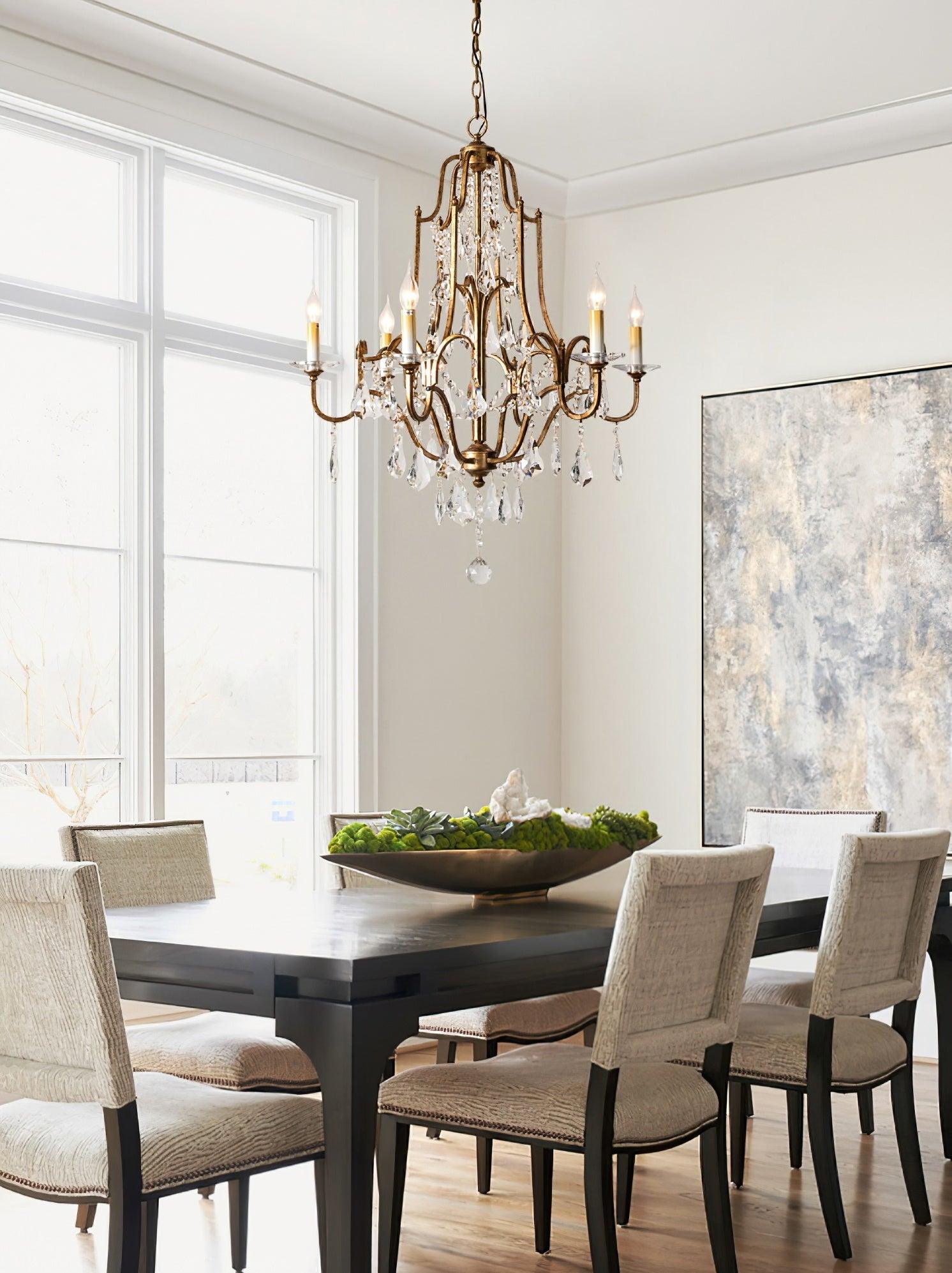 Lustra Lustre en Fer Cristal Candelabre Vintage