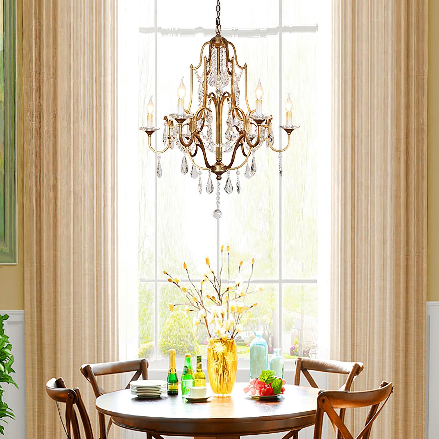 Lustra Lustre en Fer Cristal Candelabre Vintage