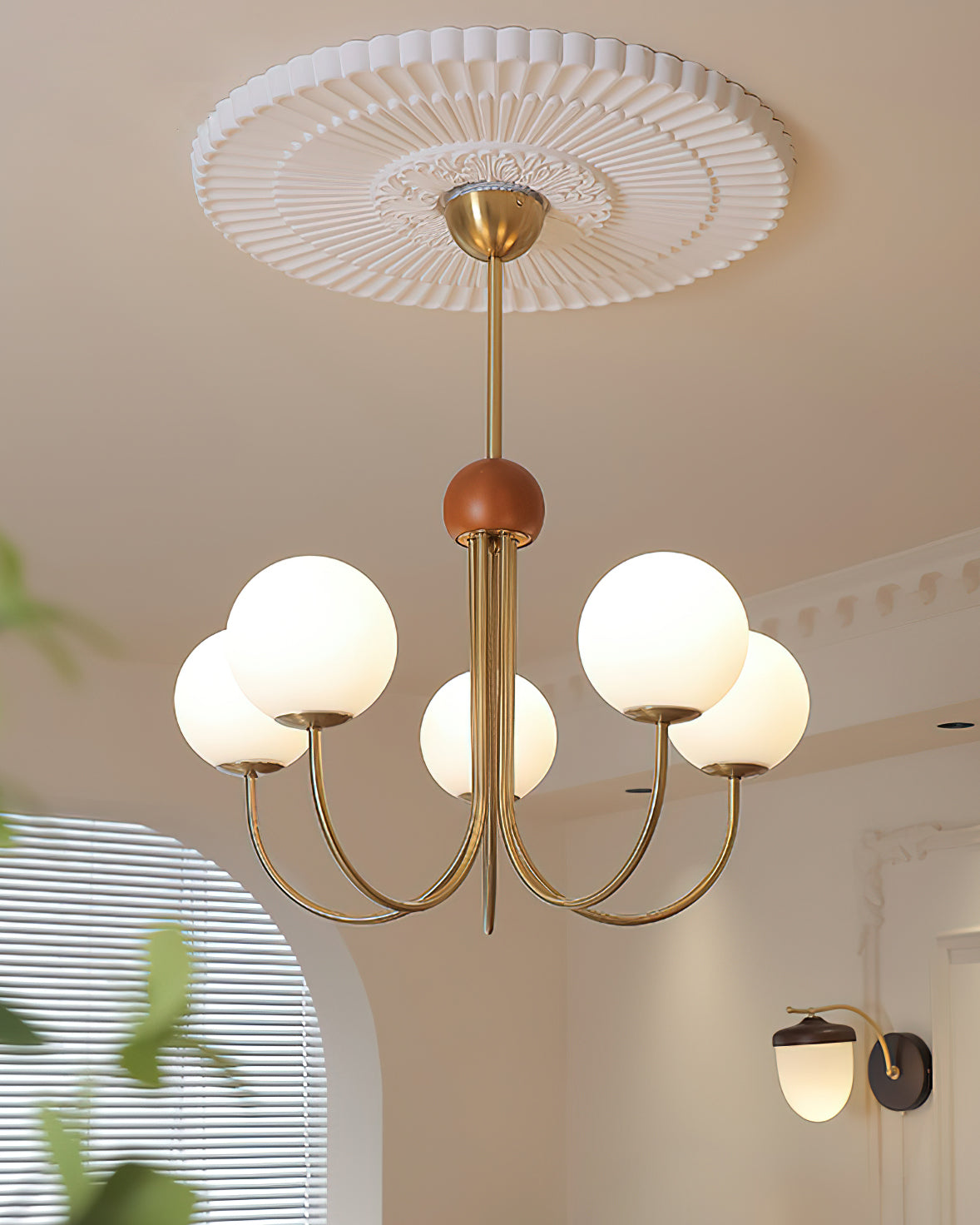 Candil Lustre moderne en laiton et verre globe