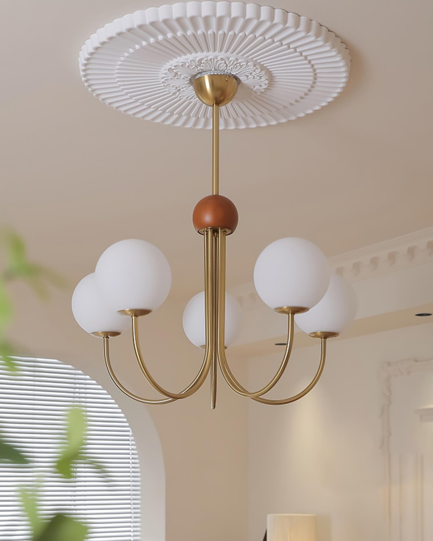 Candil Lustre moderne en laiton et verre globe