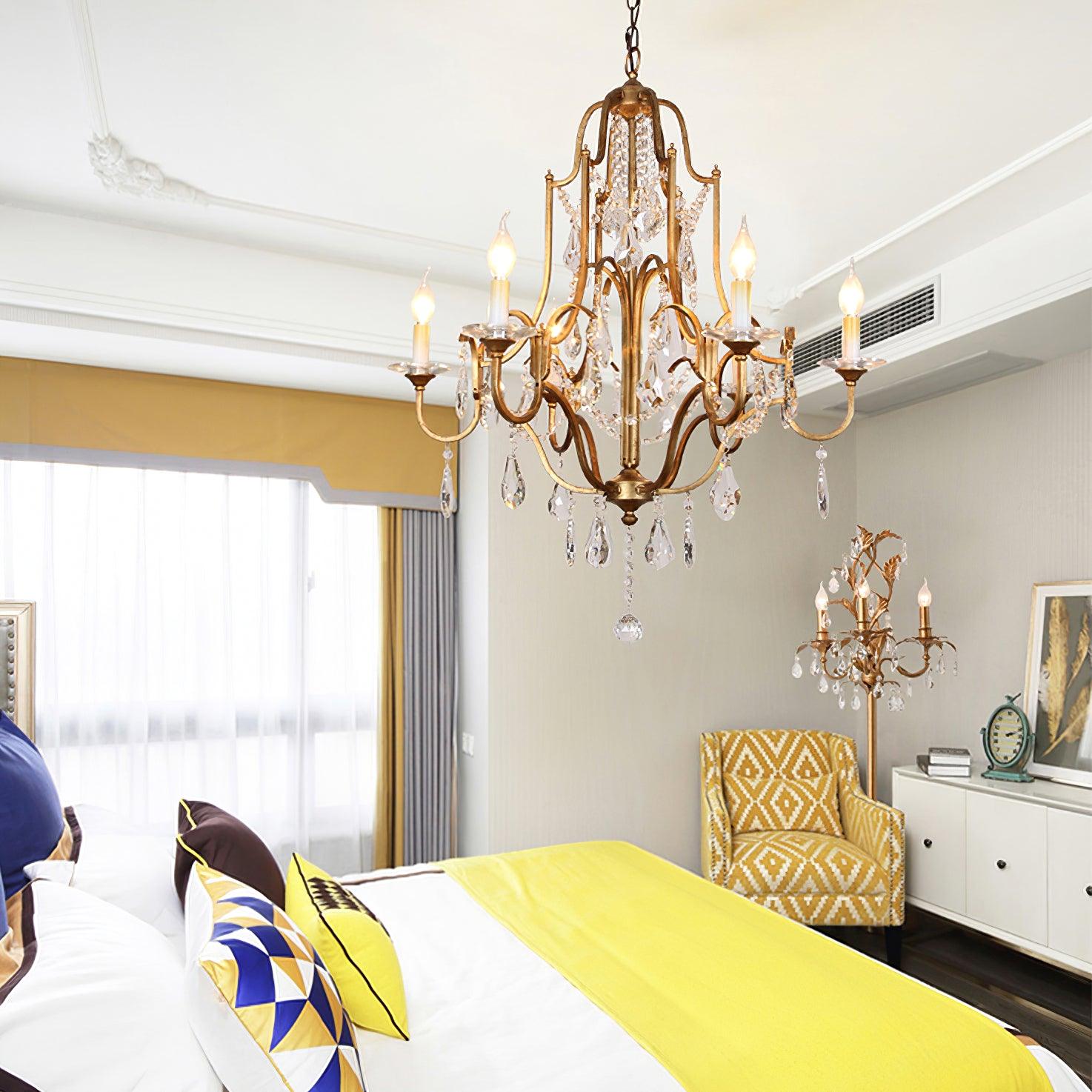 Lustra Lustre en Fer Cristal Candelabre Vintage