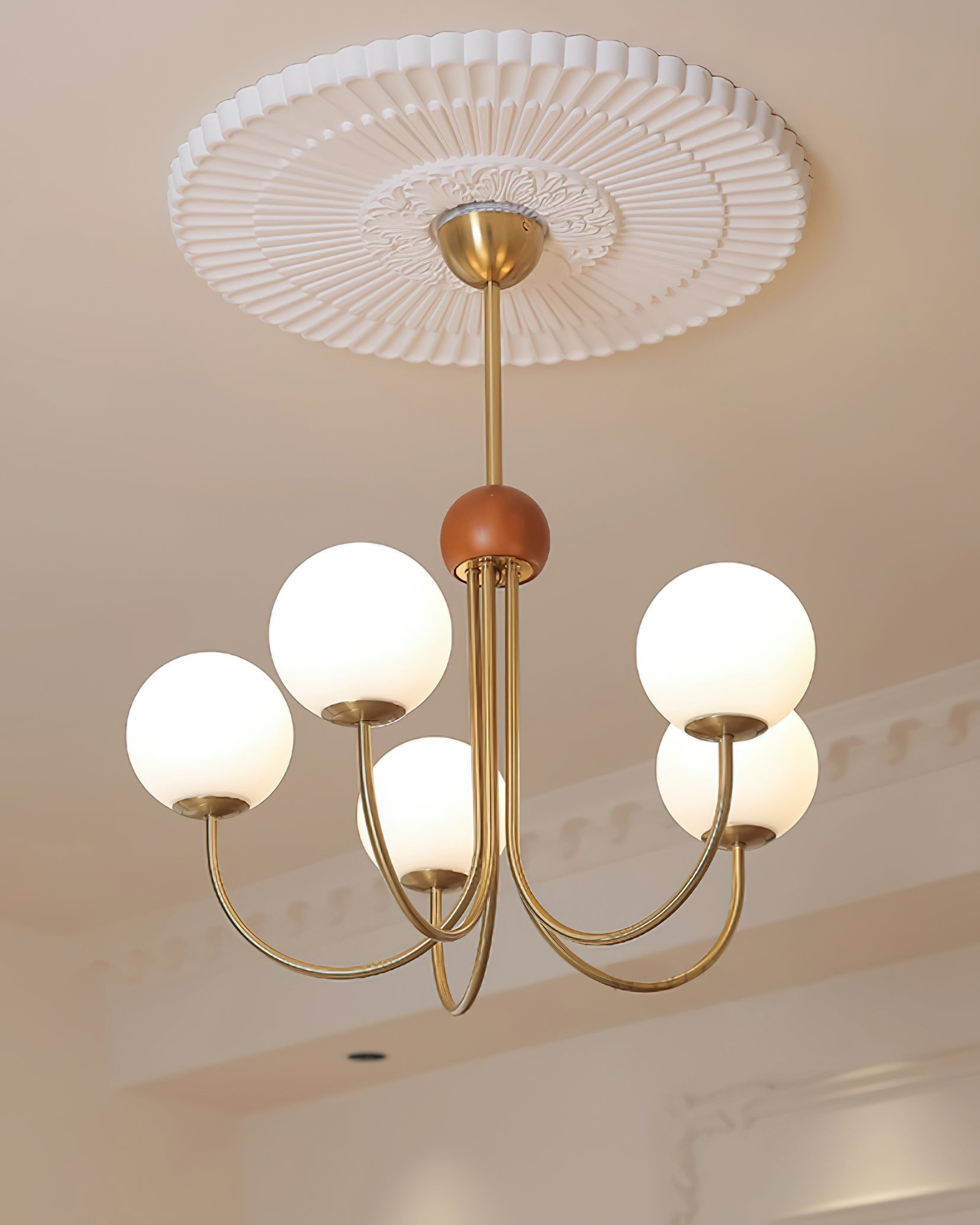 Candil Lustre moderne en laiton et verre globe