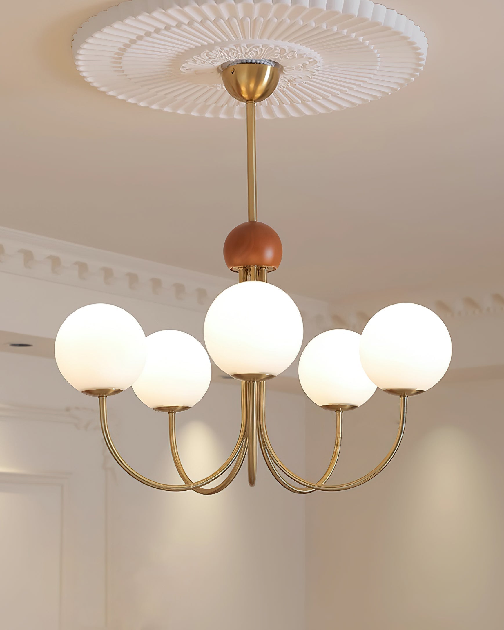 Candil Lustre moderne en laiton et verre globe