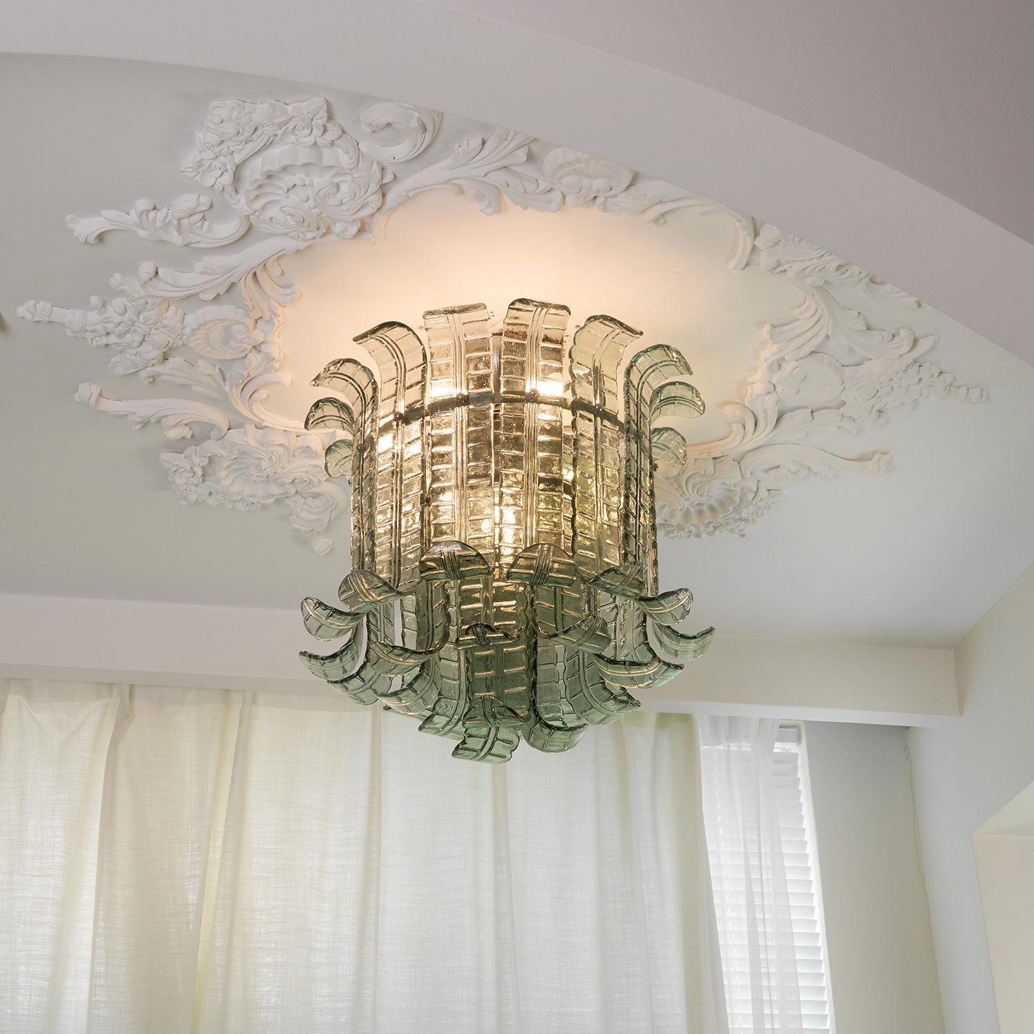 Aurora Lampe de Plafond en Verre Murano Pétale Vintage