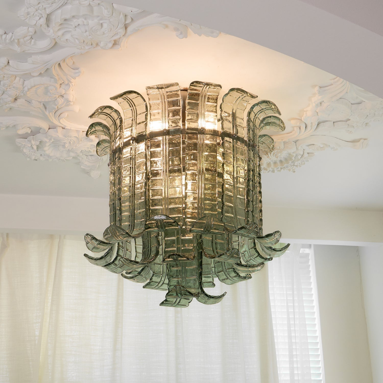 Aurora Lampe de Plafond en Verre Murano Pétale Vintage