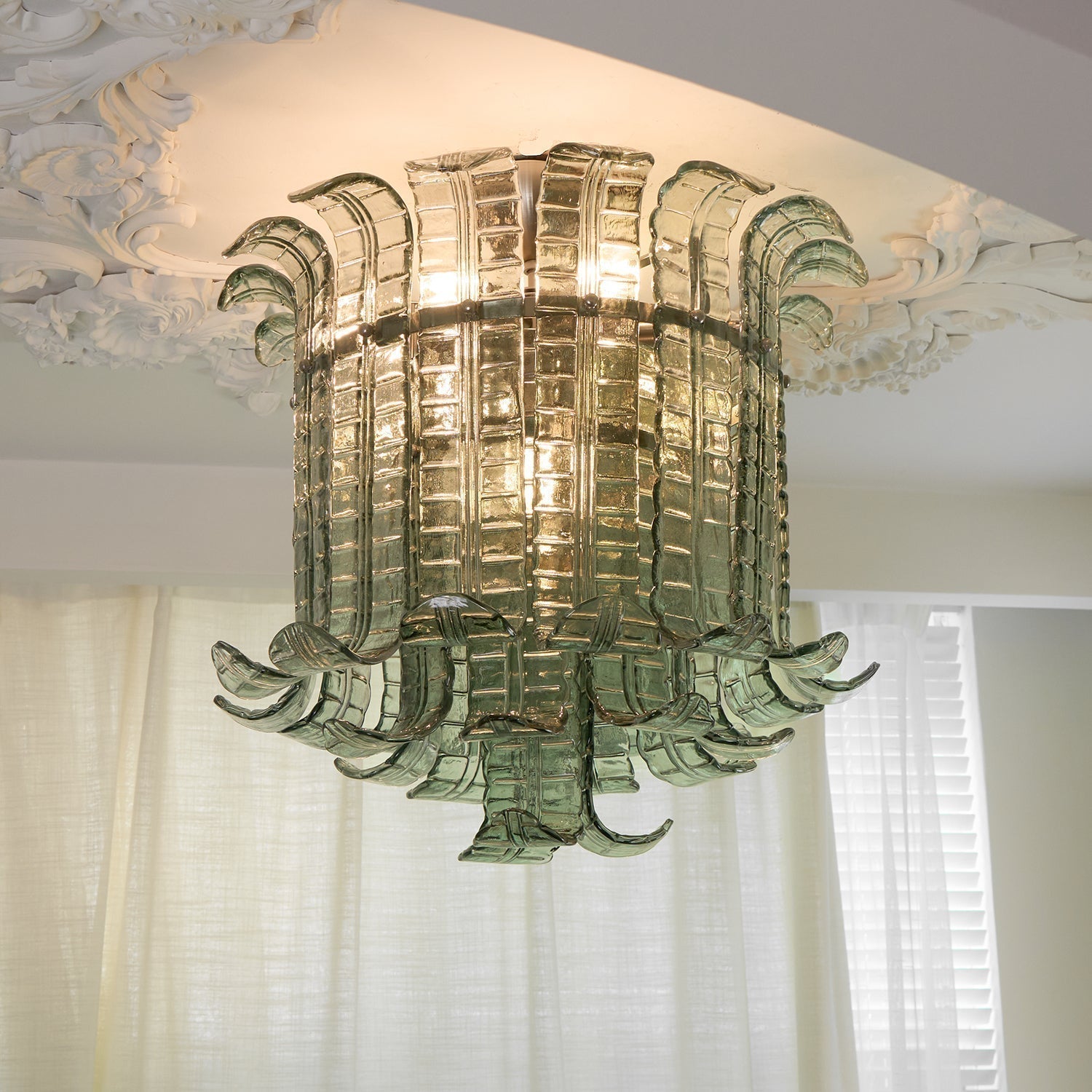 Aurora Lampe de Plafond en Verre Murano Pétale Vintage