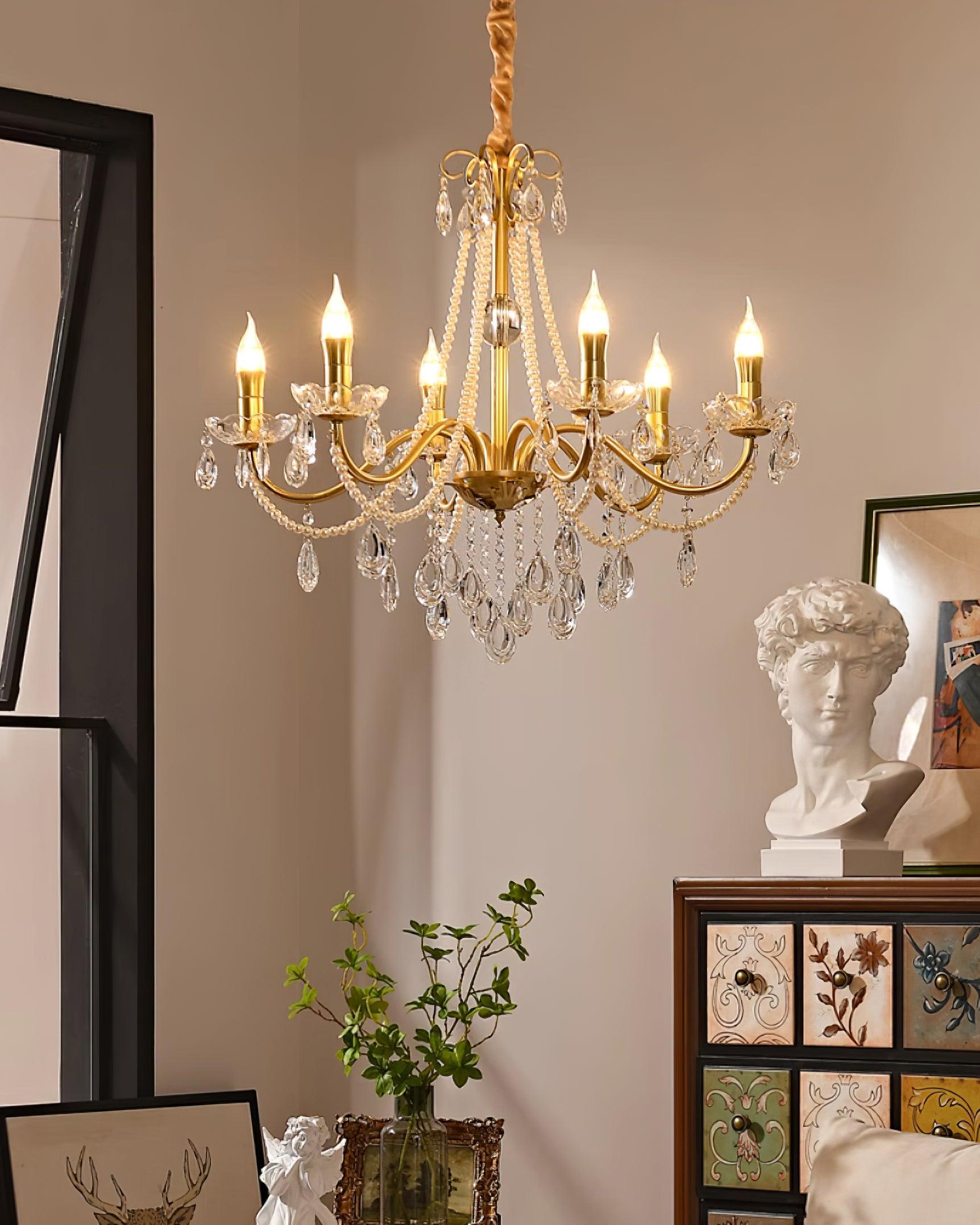 Elysion Lustra Lustre Cristal Doré Élégant