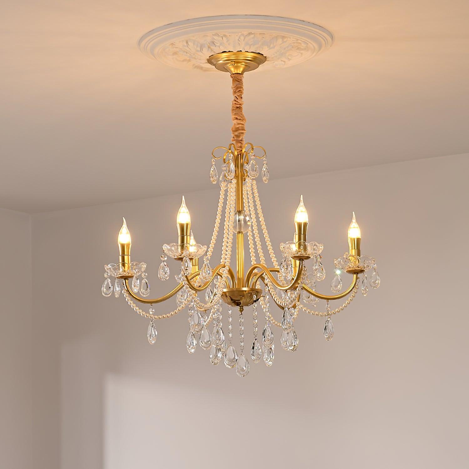 Elysion Lustra Lustre Cristal Doré Élégant