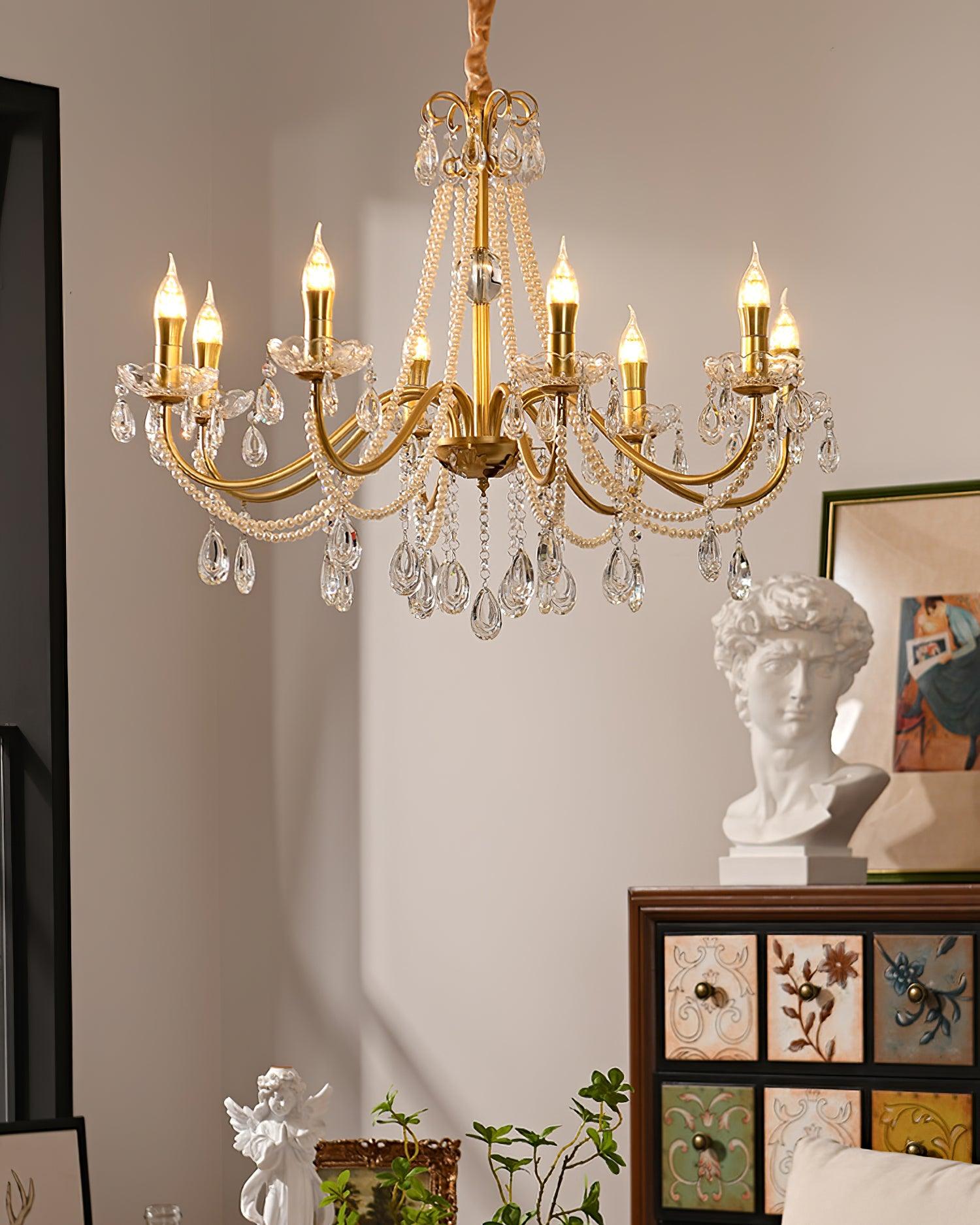 Elysion Lustra Lustre Cristal Doré Élégant