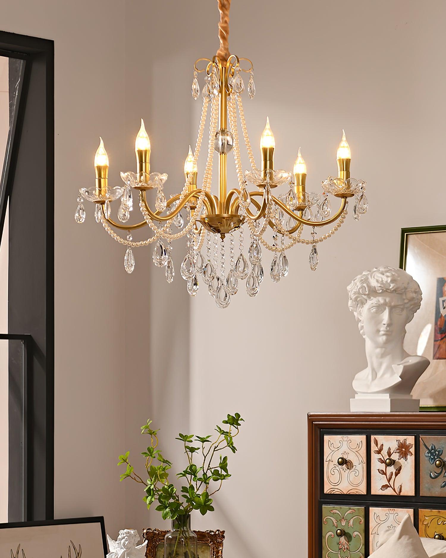 Elysion Lustra Lustre Cristal Doré Élégant